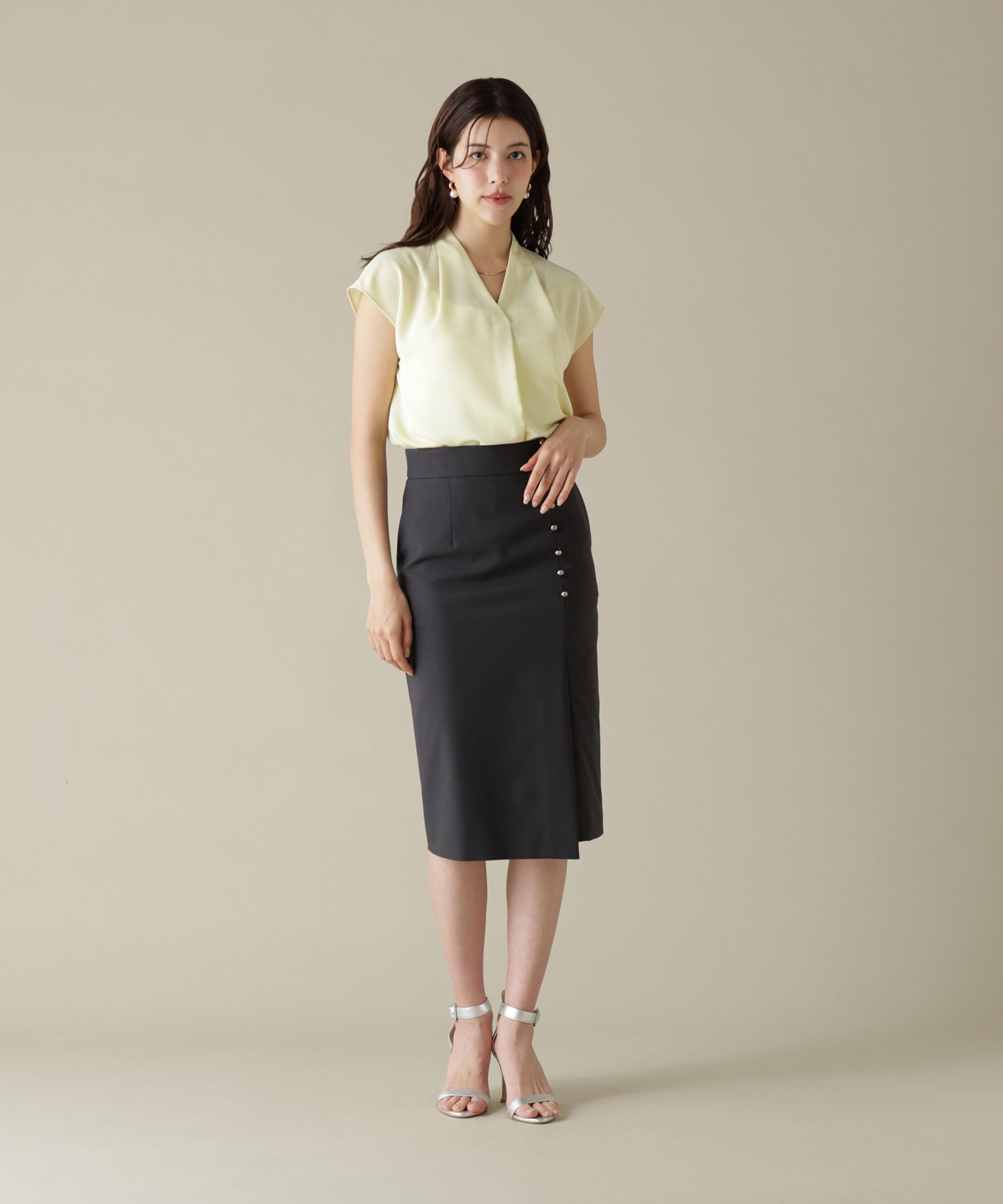  「チョーカー付きＶネックブラウス」|シャツ・ブラウス|