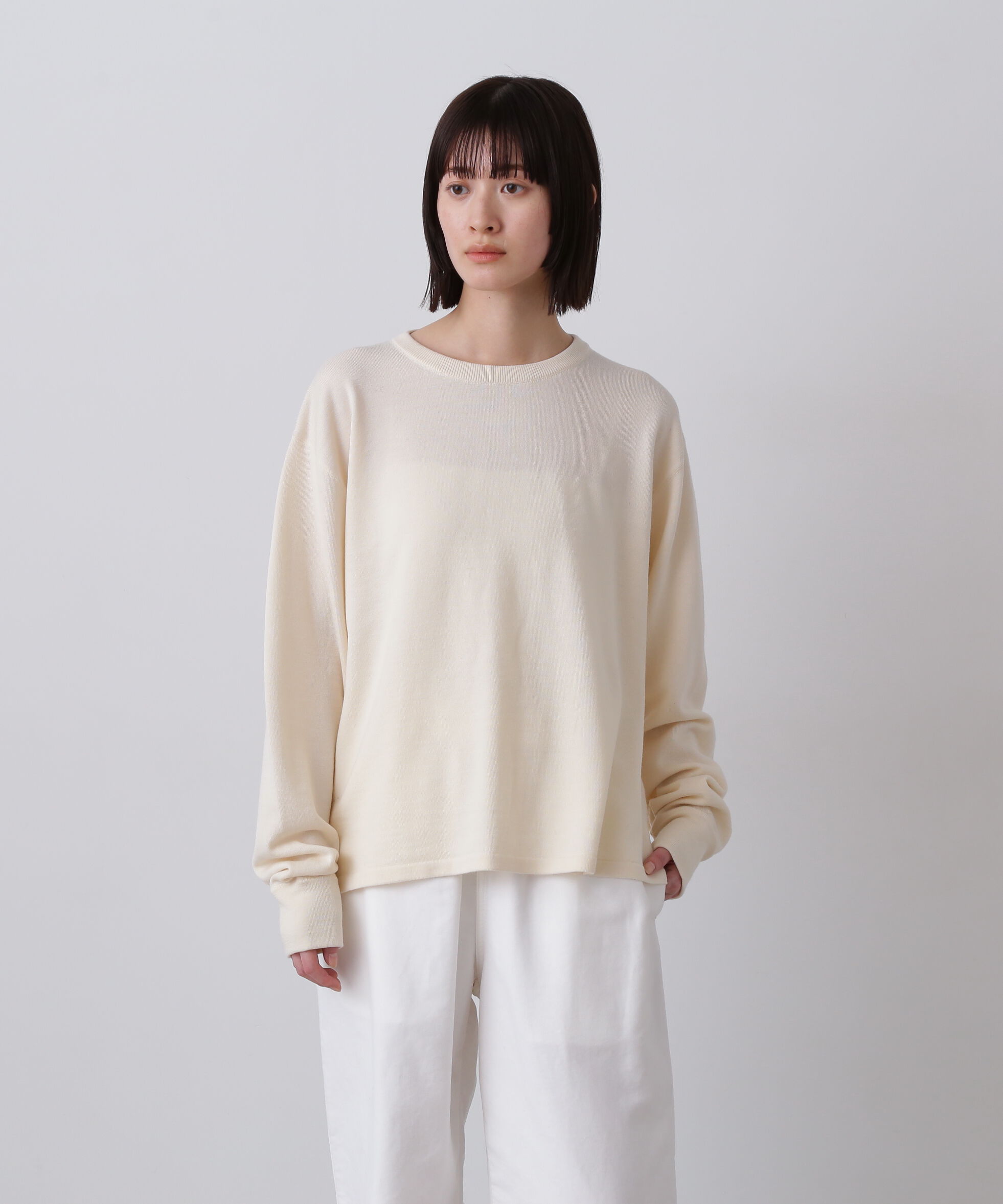 YLEVE 「Ｙ / NONMULESING WOOL KN PULL OVER」|ニット・セーター|ホワイト