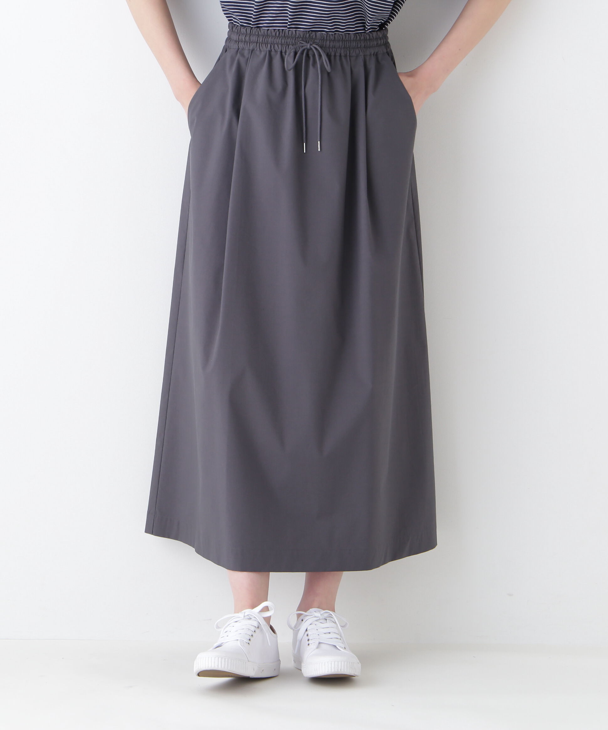  「◆コットンポリエステルウェザードローストリングタックスカート」|スカート|