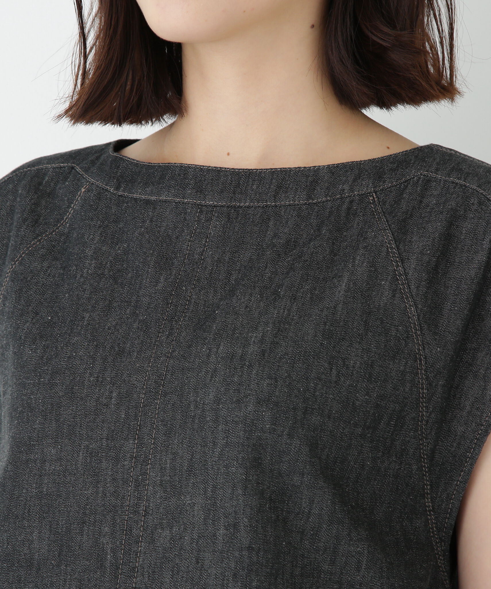  「◆ライトオンスデニムボートネックブラウス」|シャツ・ブラウス|