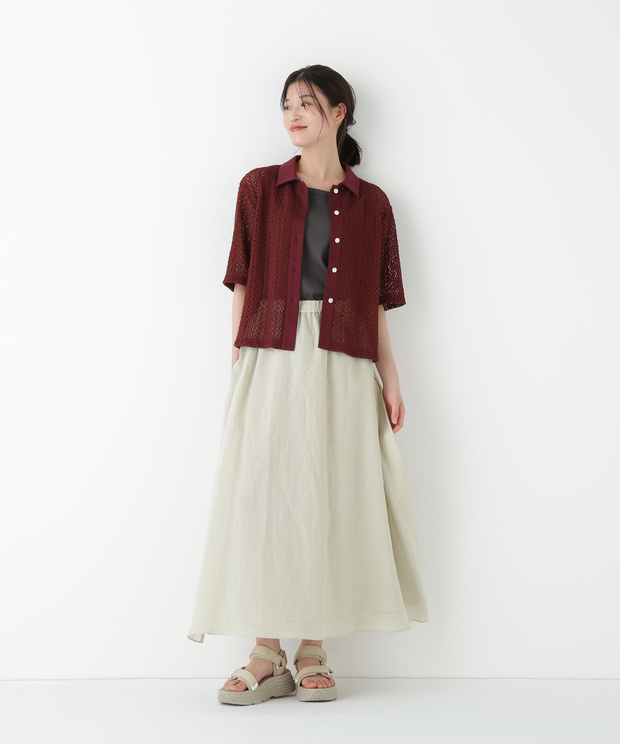  「◆ラミーサイドボックスタックギャザースカート」|スカート|