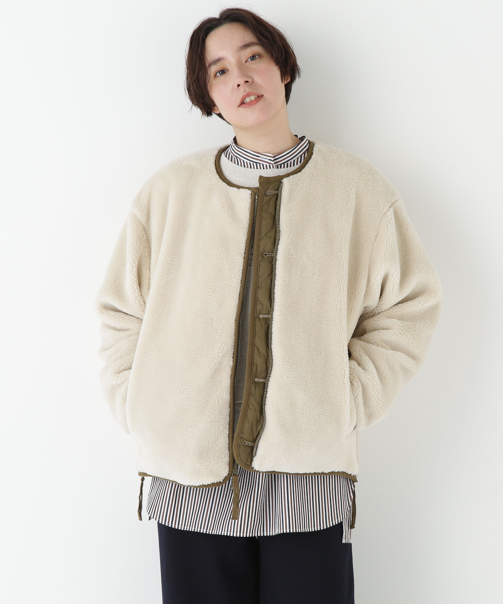  「◆リバーシブルボアダウンブルゾン」|ブルゾン・スタジャン|