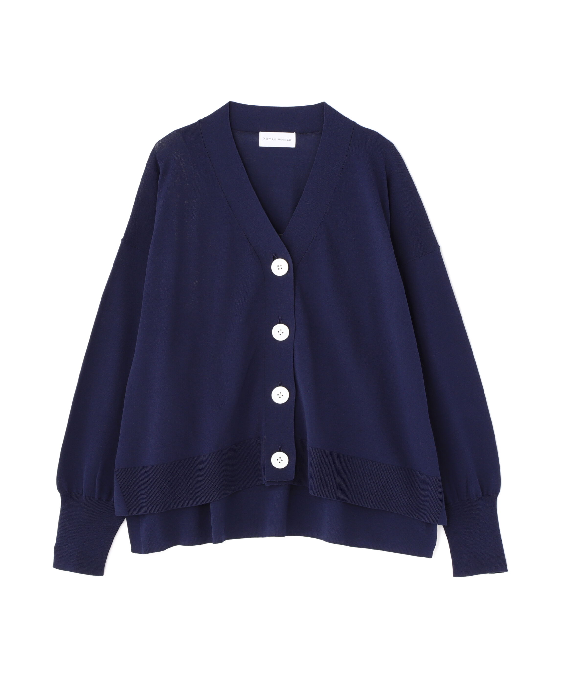  「ハイツイストコットンＶカーデ」|ニット・セーター|ネイビー