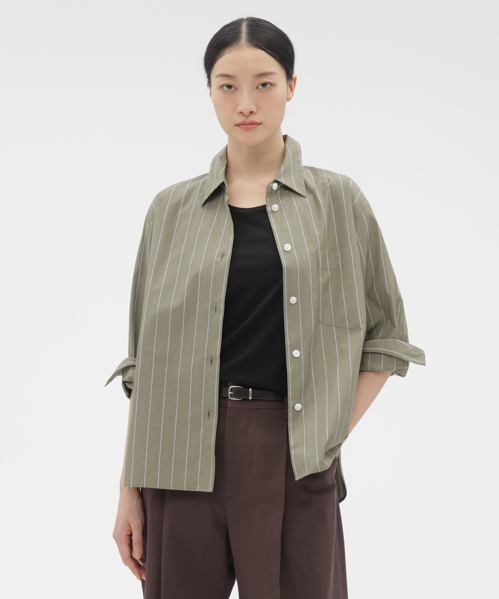  「WIDE STRIPE COTTON SHIRT」|シャツ・ブラウス|OLIVE1