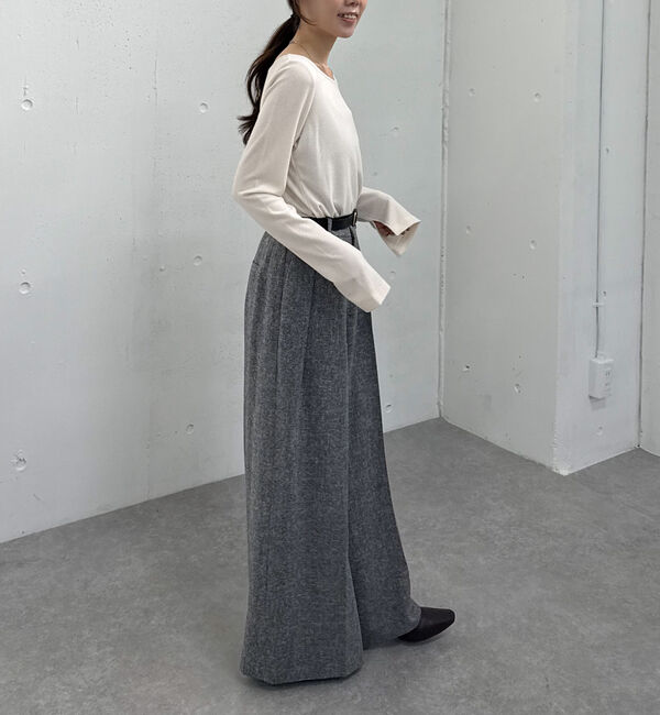 archives「ベルト付ウールタックワイドスラックス」|チノ|