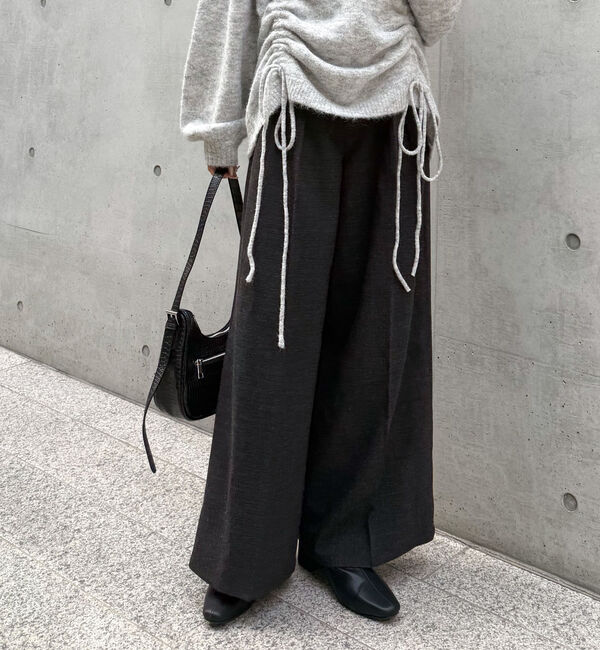 archives「ベルト付ウールタックワイドスラックス」|チノ|CHARCOAL GRAY