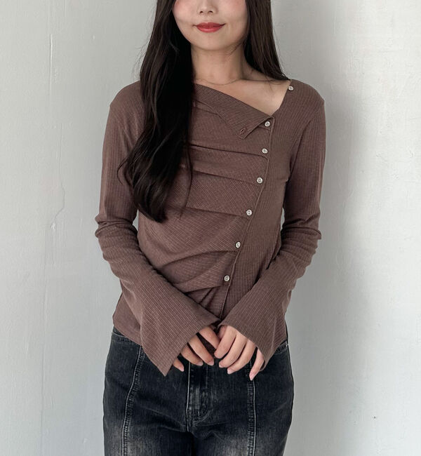 archives「【ＯＮかわ】２ｗａｙアシメボタンカットＴＯＰＳ」|Tシャツ・カットソー|MOCHA