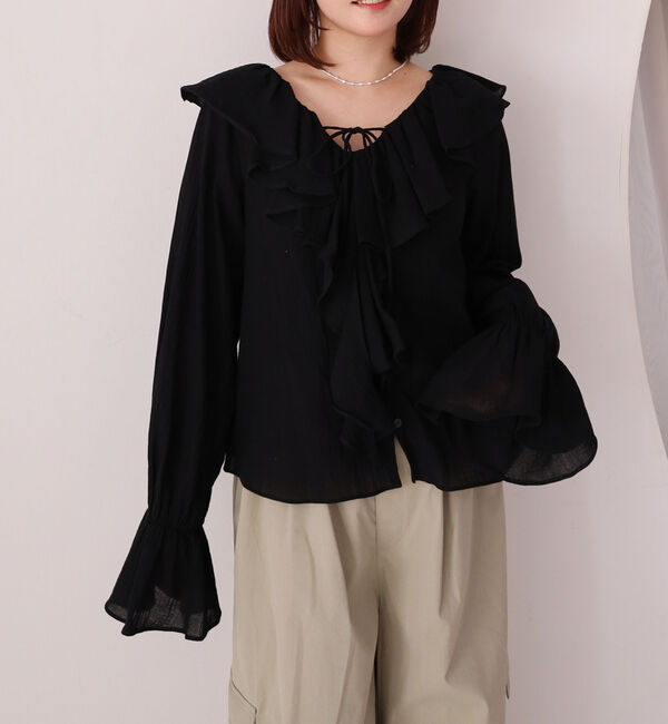 archives「ラッフルフリルブラウス」|シャツ・ブラウス|BLACK
