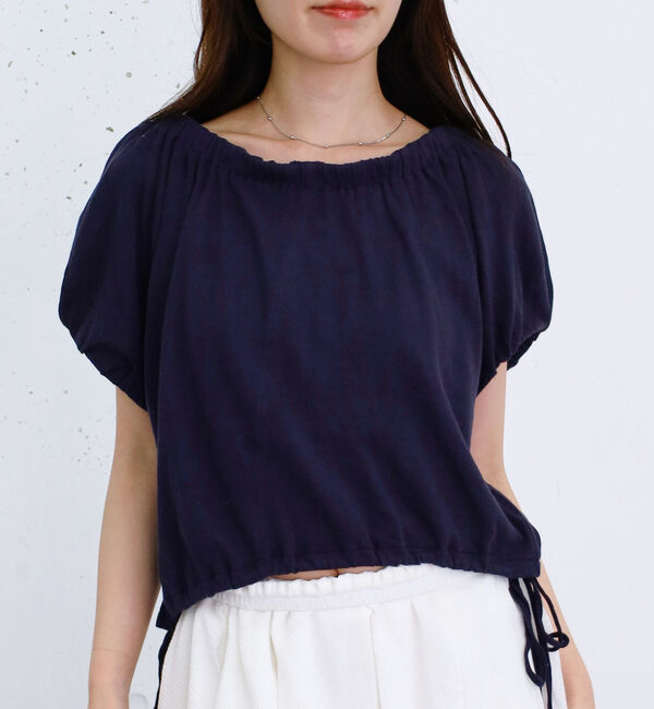 archives「シアー裏毛ギャザーオフショルＴＯＰＳ」|Tシャツ・カットソー|NAVY
