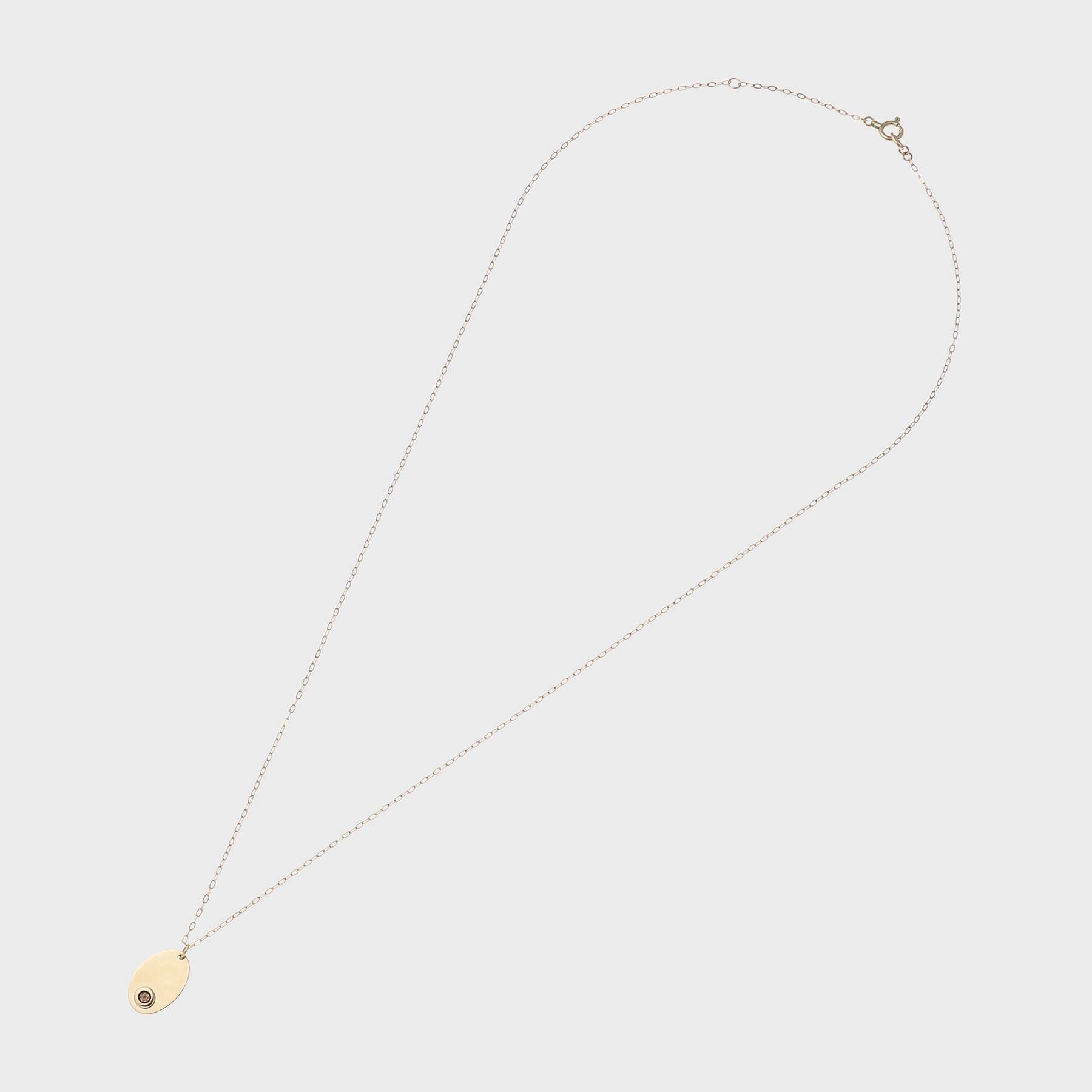 COCOSHNIK「カラーストーン（スモーキークォーツ）オーバルプレート　ネックレス」|ネックレス|