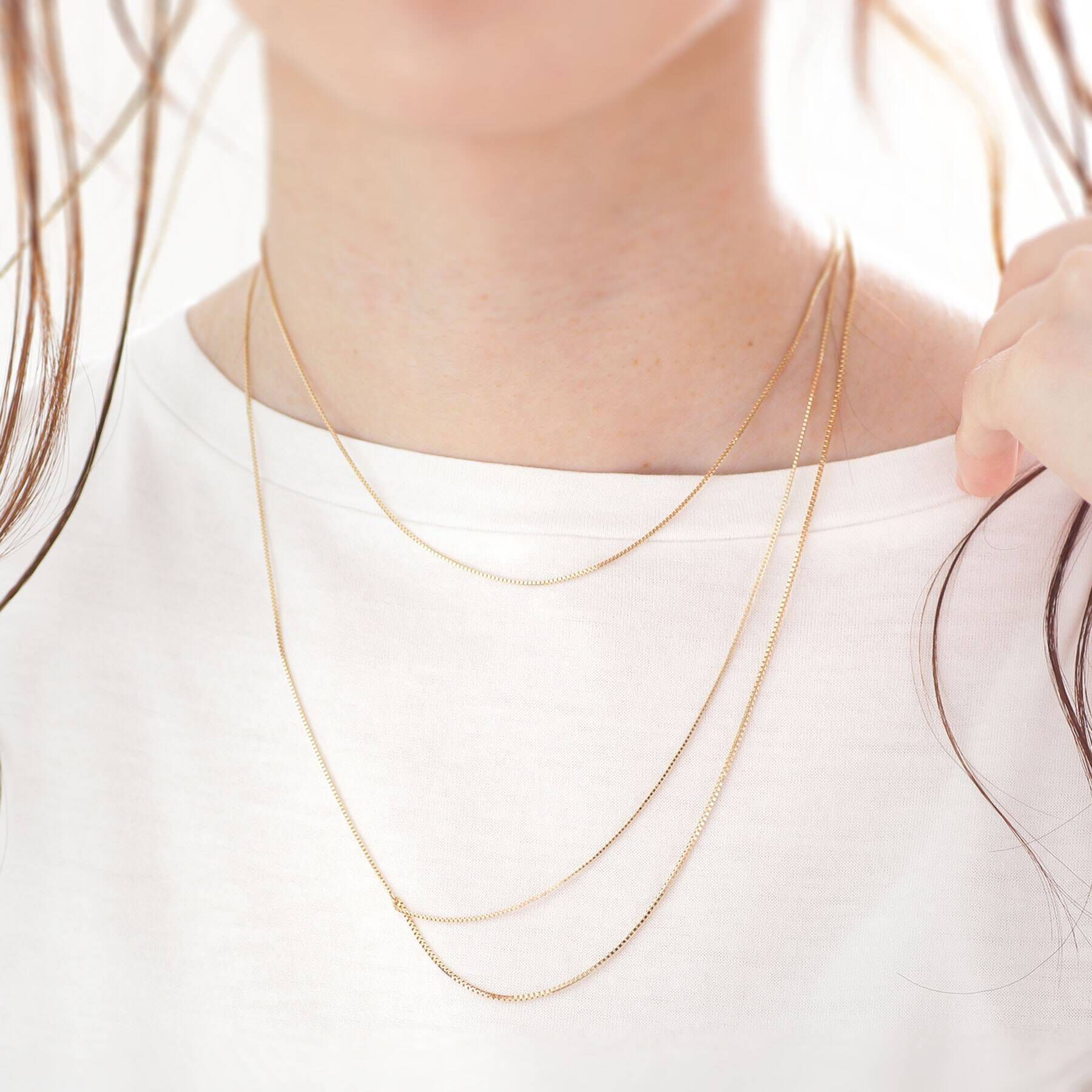 COCOSHNIK「K10ベネチアンチェーン ドレープネックレス」|ネックレス|