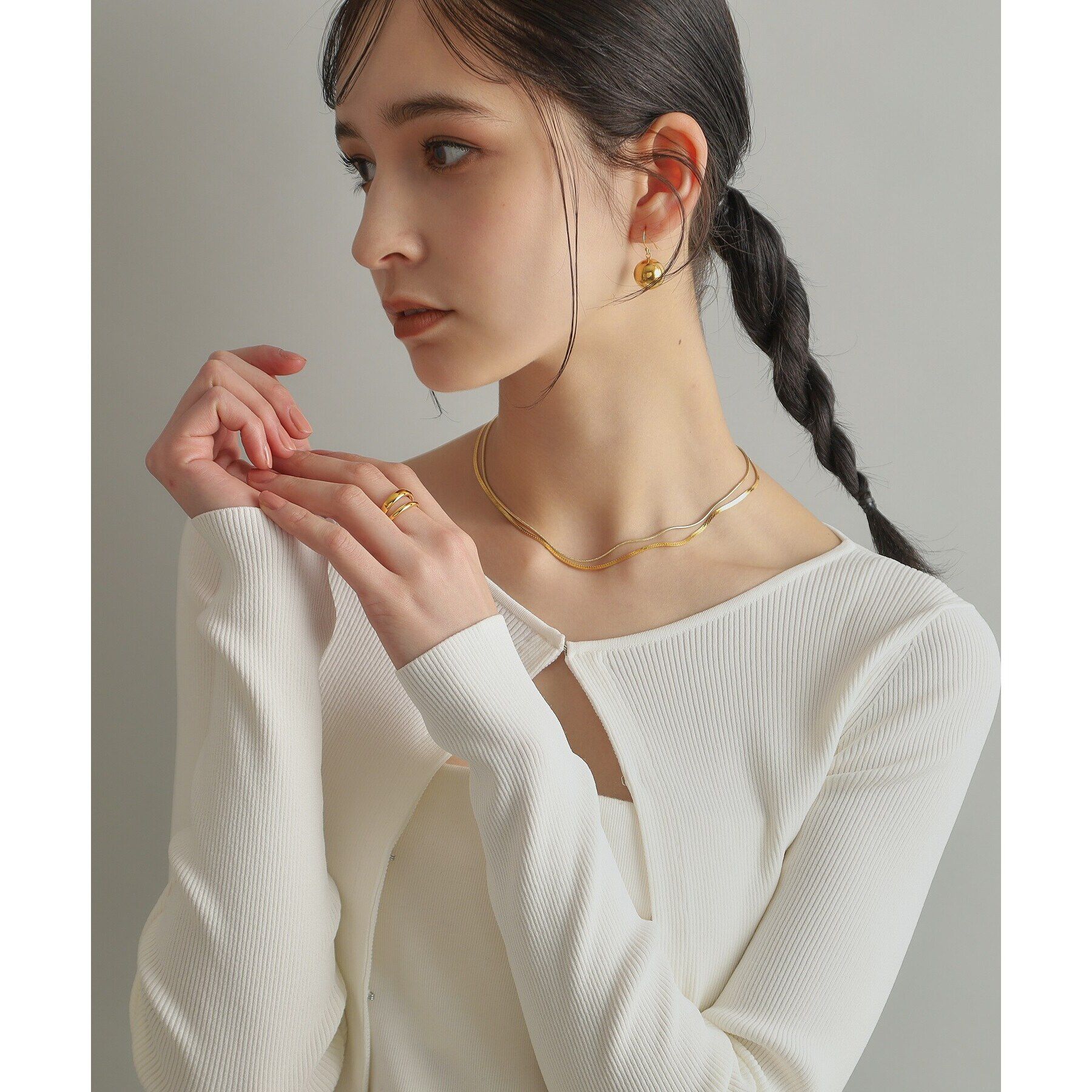 COCOSHNIK ONKITSCH「シルバー デザインチェーン スネークネックレス GP」|ネックレス|