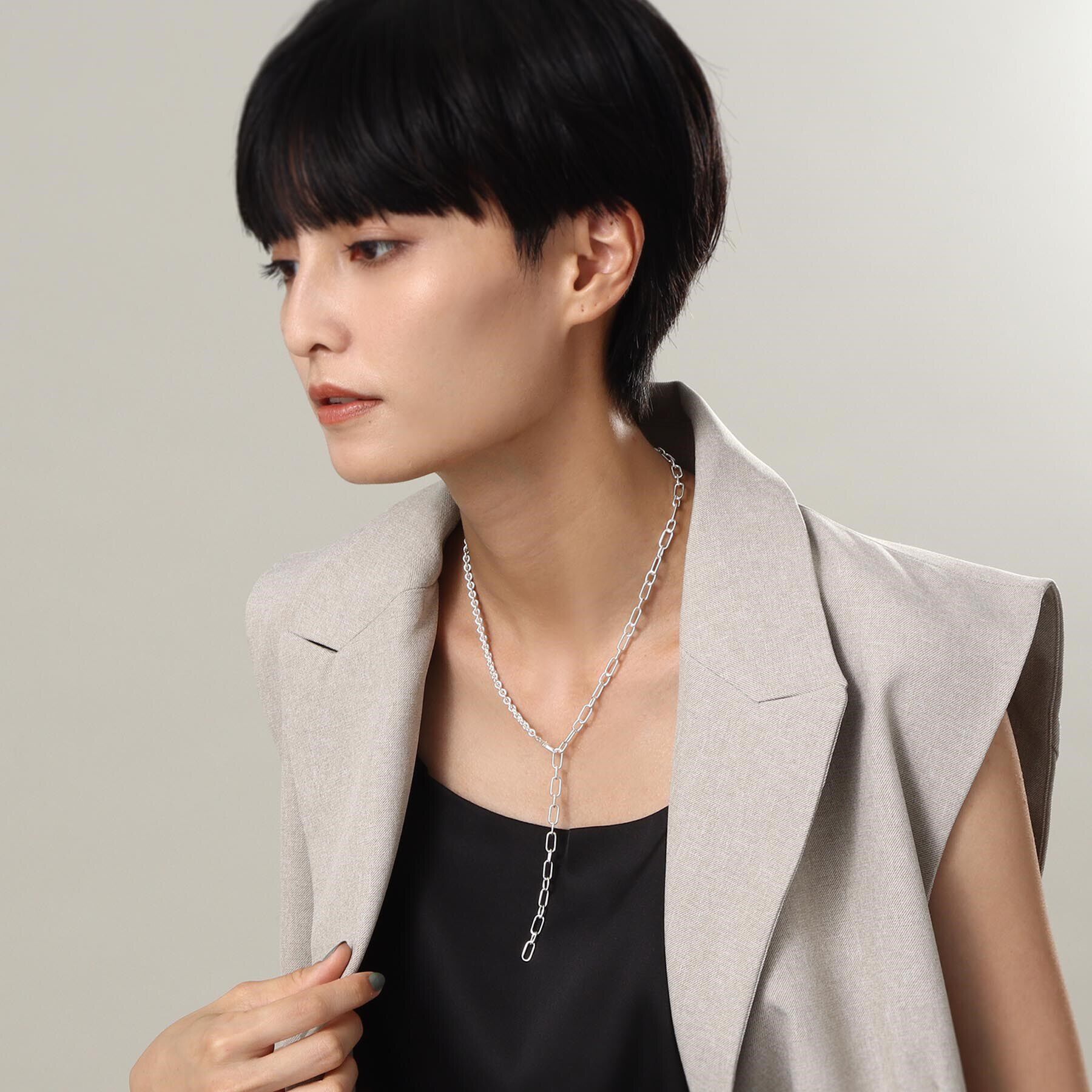 COCOSHNIK ONKITSCH「シルバー ミックスネックレス ケーブルチェーン２ＷＡＹネックレス」|ネックレス|