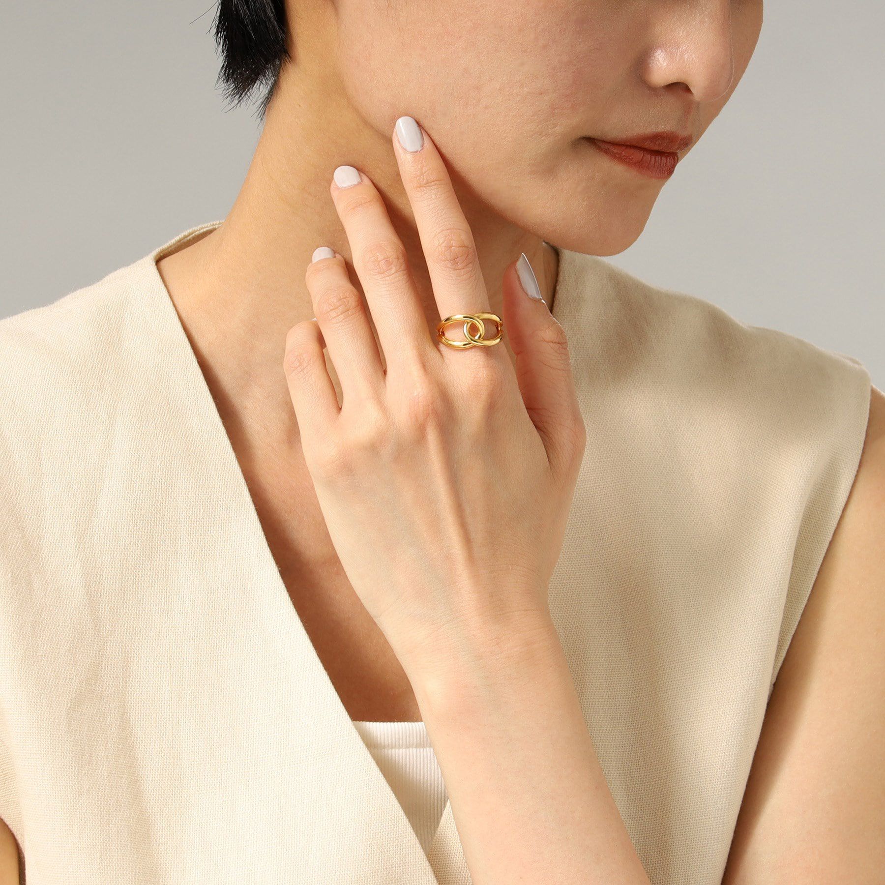 COCOSHNIK ONKITSCH「シルバー ラインリング オーバルノット GP」|リング|