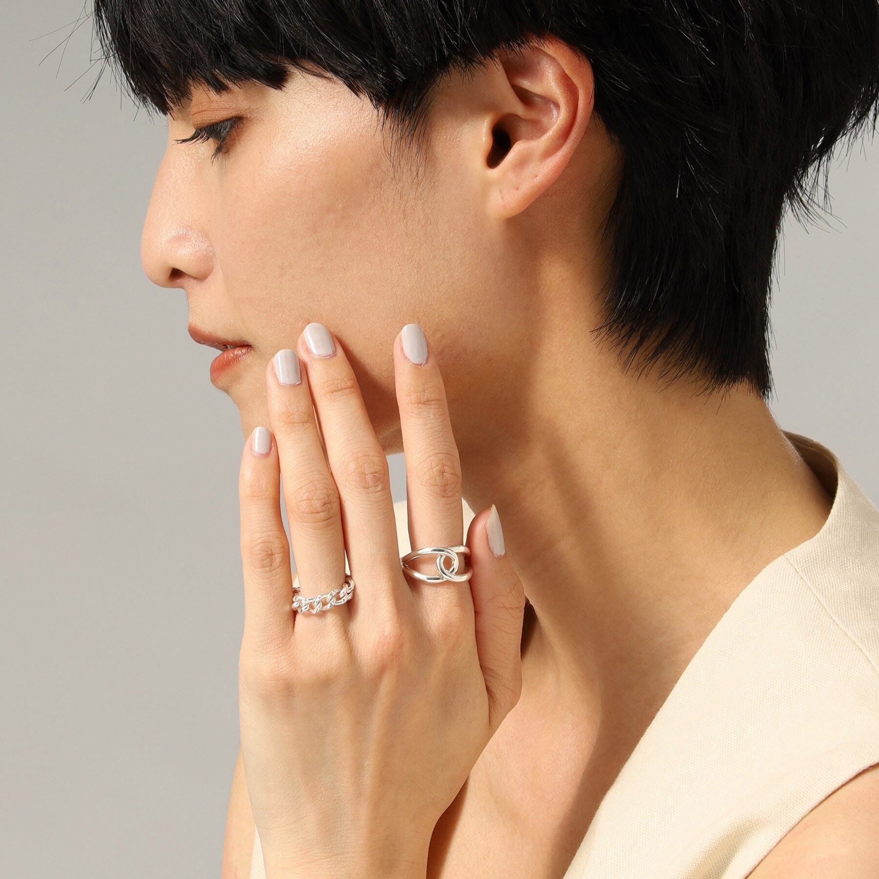 COCOSHNIK ONKITSCH「シルバー ラインリング オーバルノット」|リング|