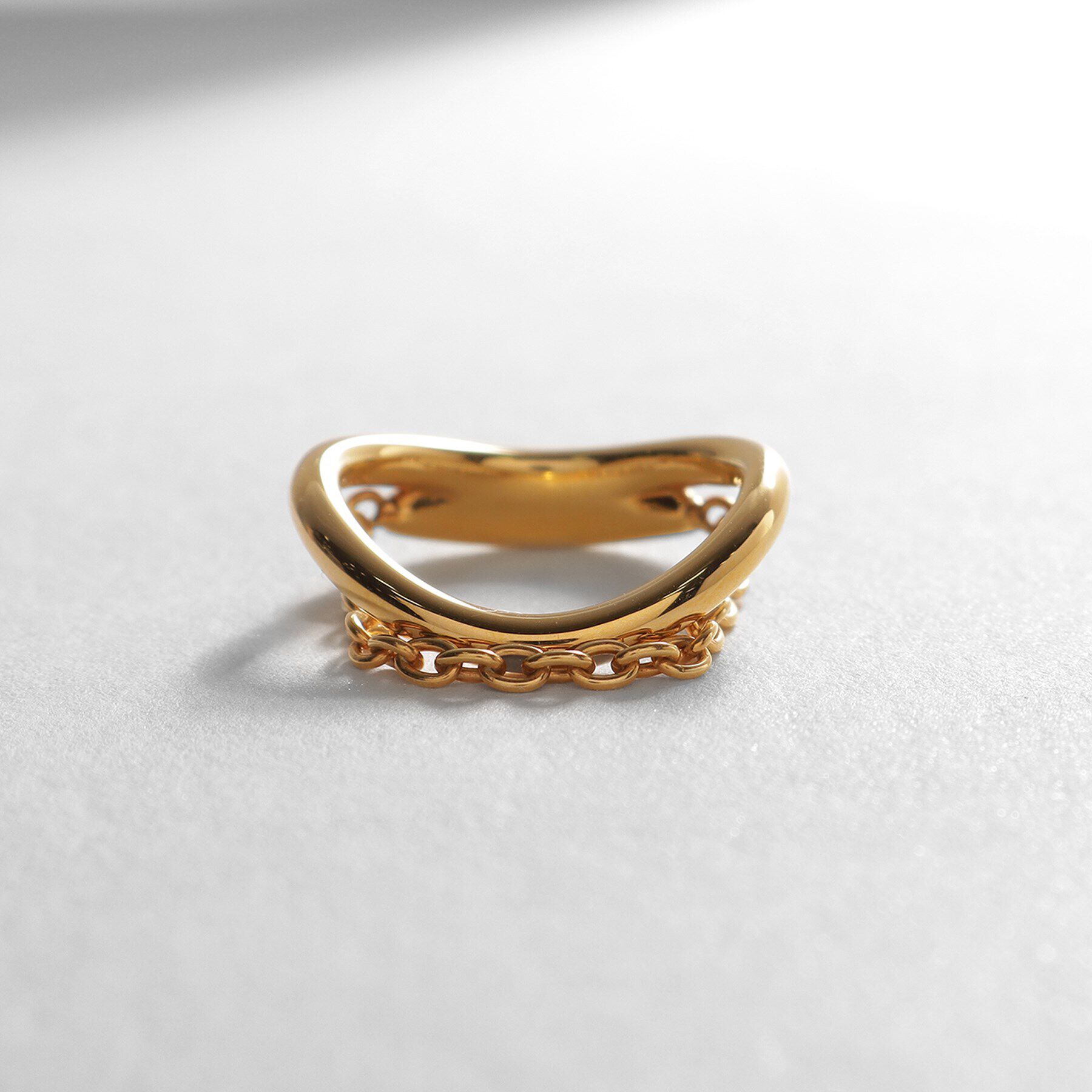 COCOSHNIK ONKITSCH「シルバー ドレープチェーン カーブリング GP」|リング|