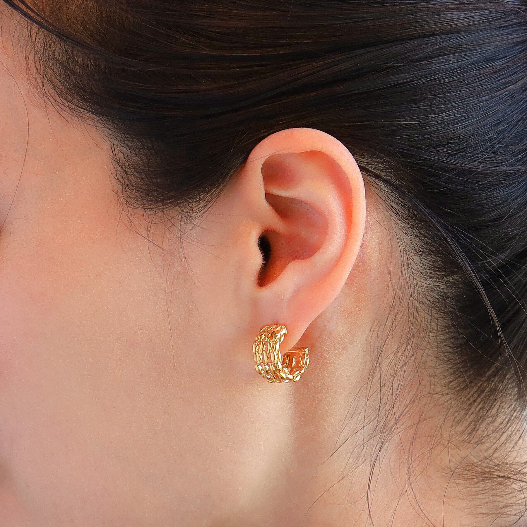 COCOSHNIK ONKITSCH「シルバー スモールフープ マーキスメッシュ ピアス GP」|ピアス|