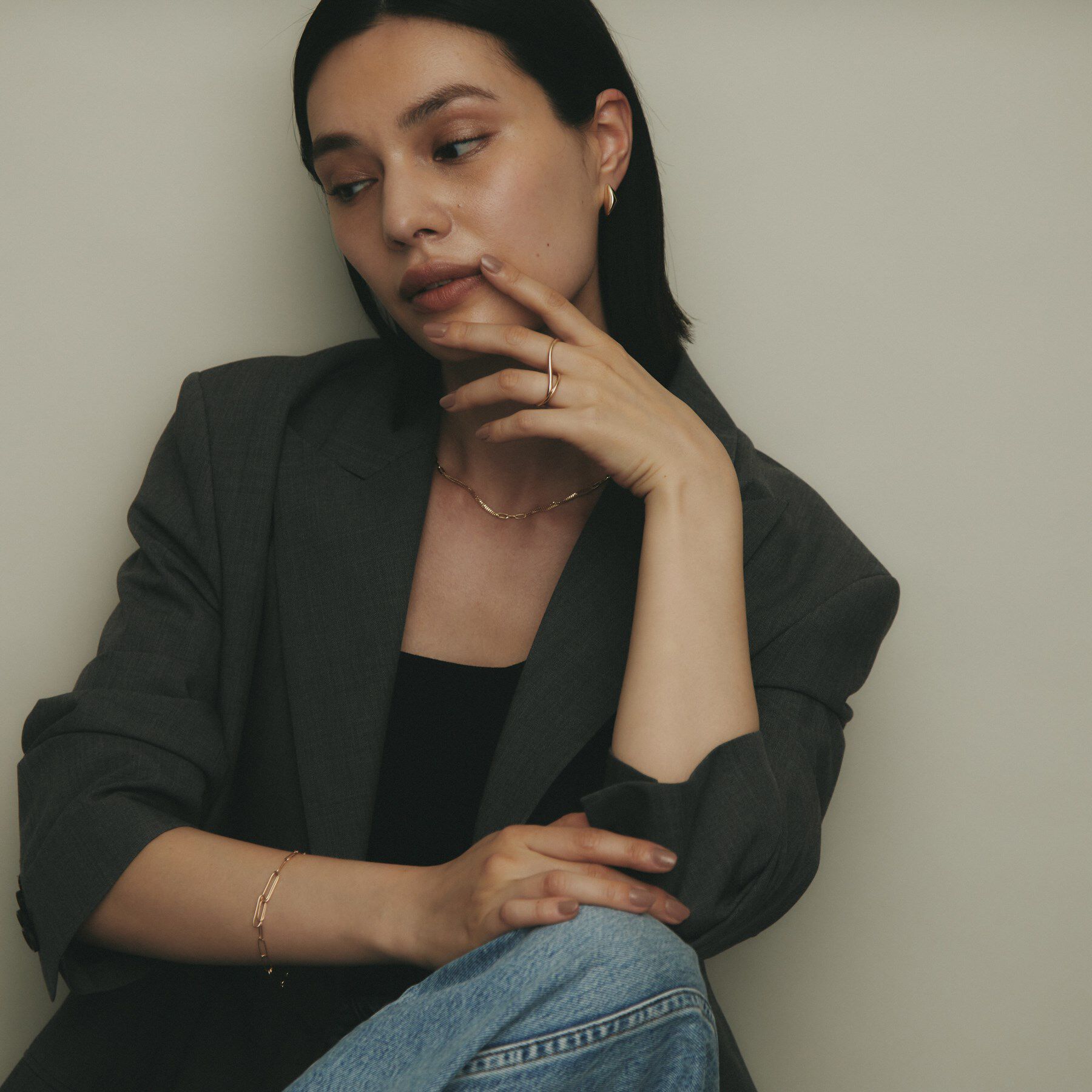 COCOSHNIK「K10ウェーブラインダブルフィンガー リング」|リング|