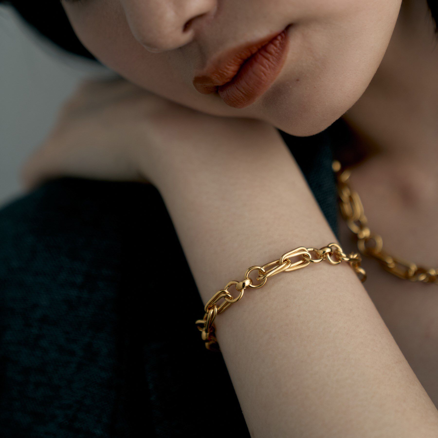 COCOSHNIK ONKITSCH「シルバー ミックスチェーン ダブルリンクブレスレット GP」|ブレスレット・バングル|