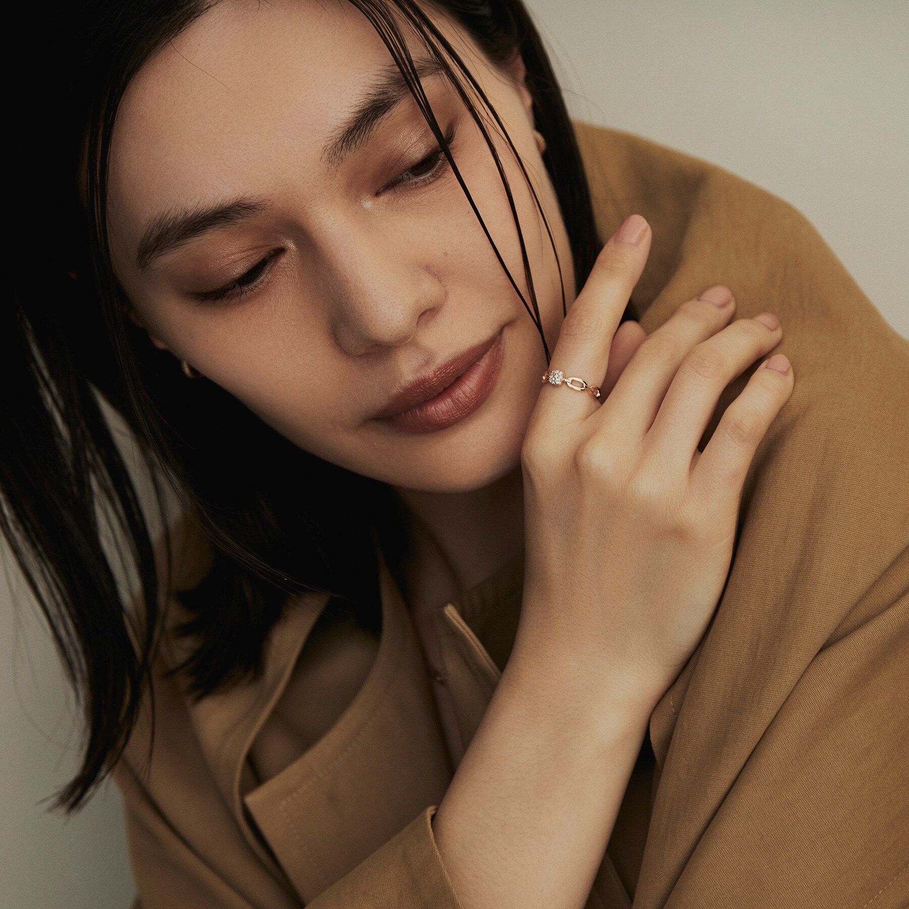 COCOSHNIK「K10ダイヤモンド ランダムパヴェチェーンモチーフ リング」|リング|