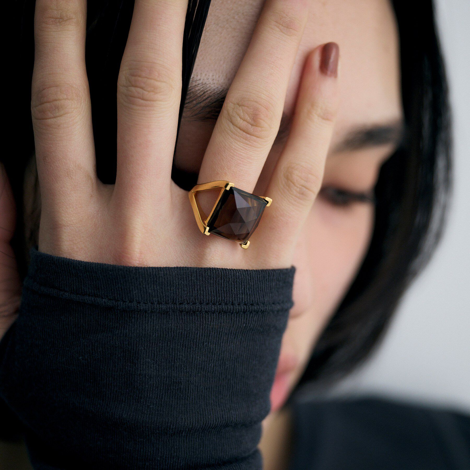 COCOSHNIK ONKITSCH「シルバー スモーキークォーツ クッションローズカットリング GP」|リング|