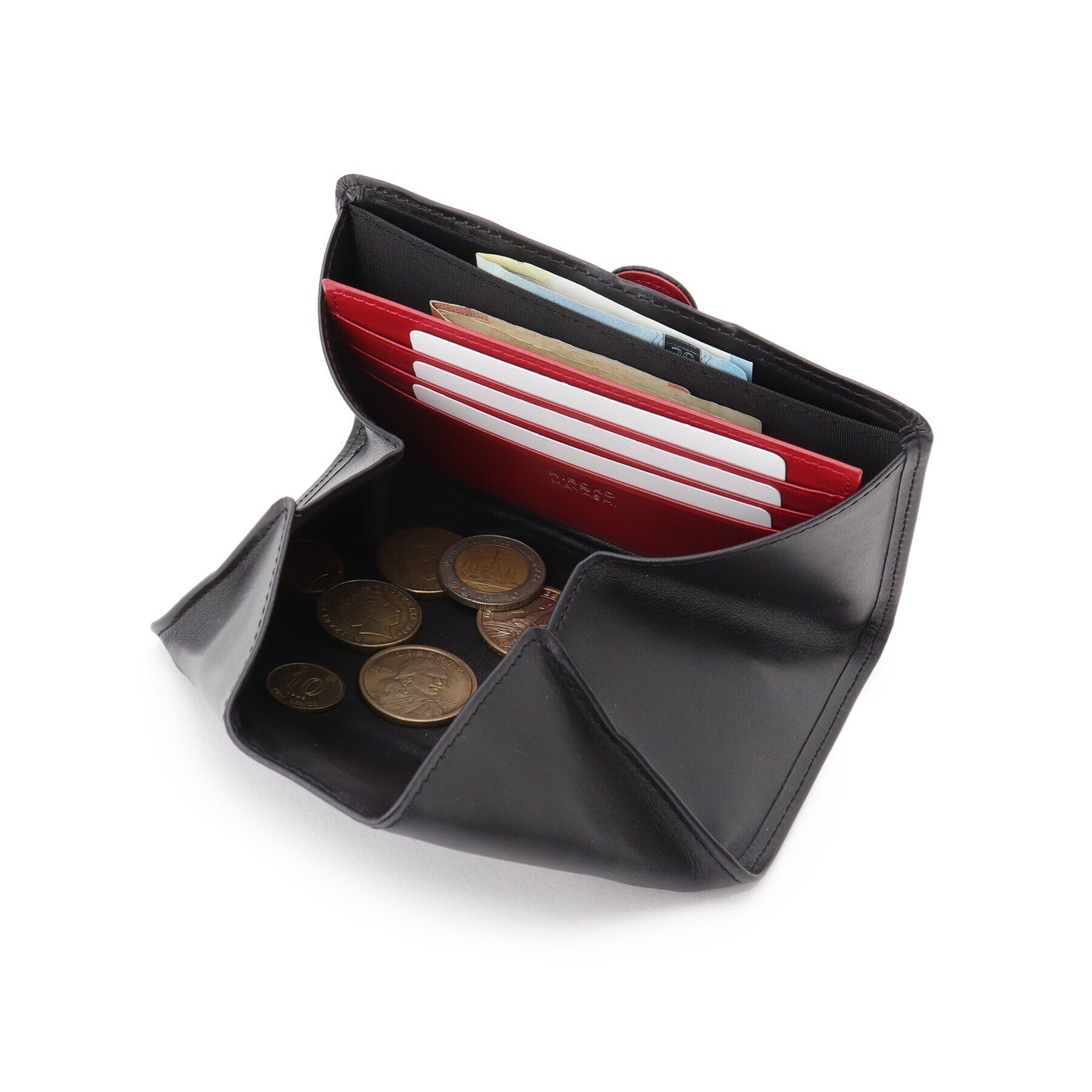 HIROKO HAYASHI「LEO(レオ)マルチ財布 黒&times;赤」|財布|