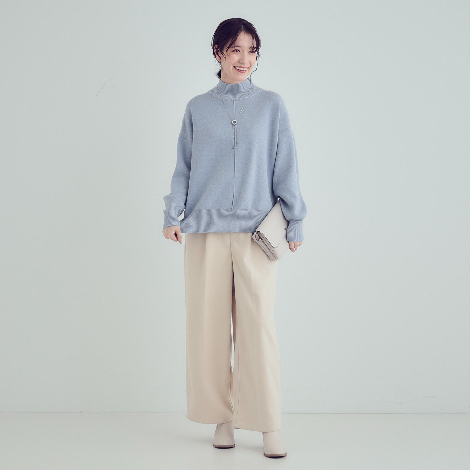 SHOO･LA･RUE「【洗える/ちくちくしにくい/静電気軽減】スウェットライク ハイネックニット」|ニット・セーター|