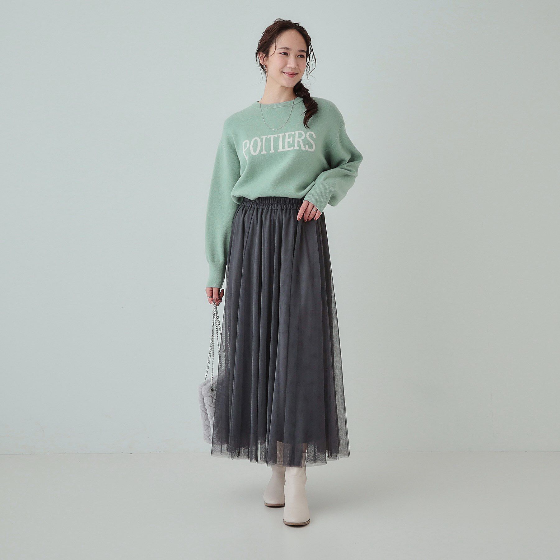 SHOO･LA･RUE「【洗える/ちくちくしにくい/静電気軽減】スウェットライク ロゴニット」|ニット・セーター|