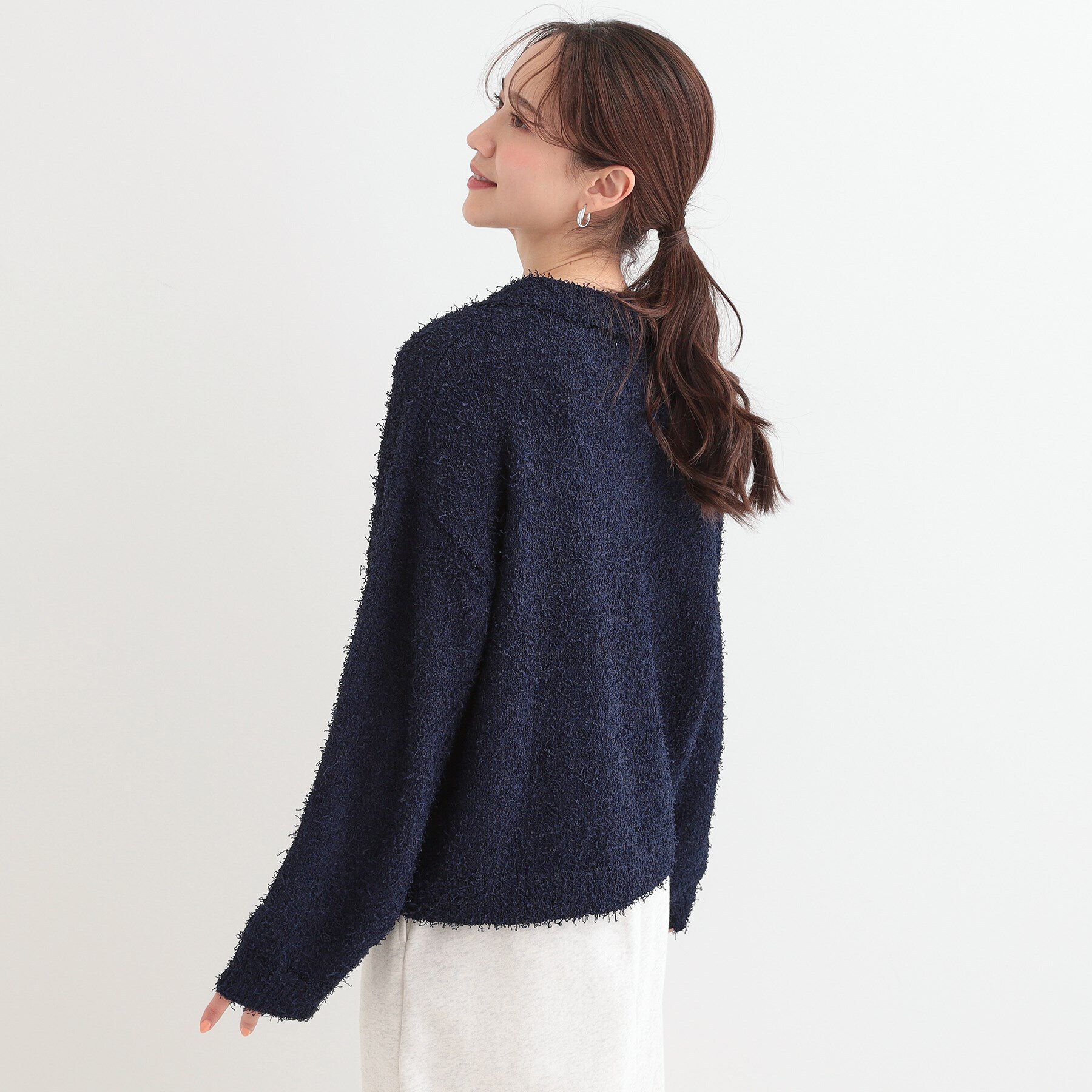 SHOO･LA･RUE「【S-LL】大人ヘルシー やわらかカールヤーン ポロニット」|ニット・セーター|