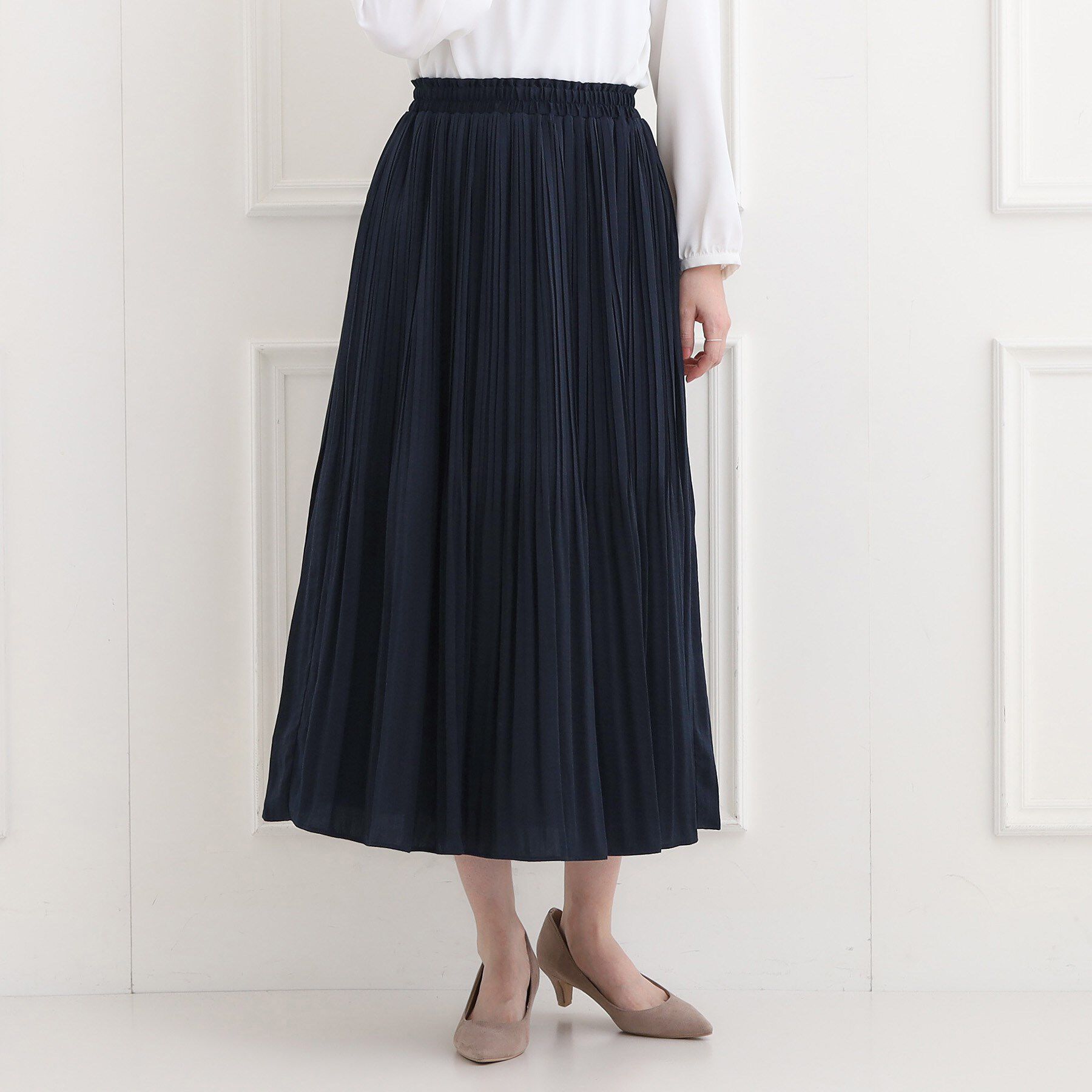 SHOO･LA･RUE「【洗濯機可/着丈選べる】オンにもオフにも 軽やかプリーツスカート」|スカート|
