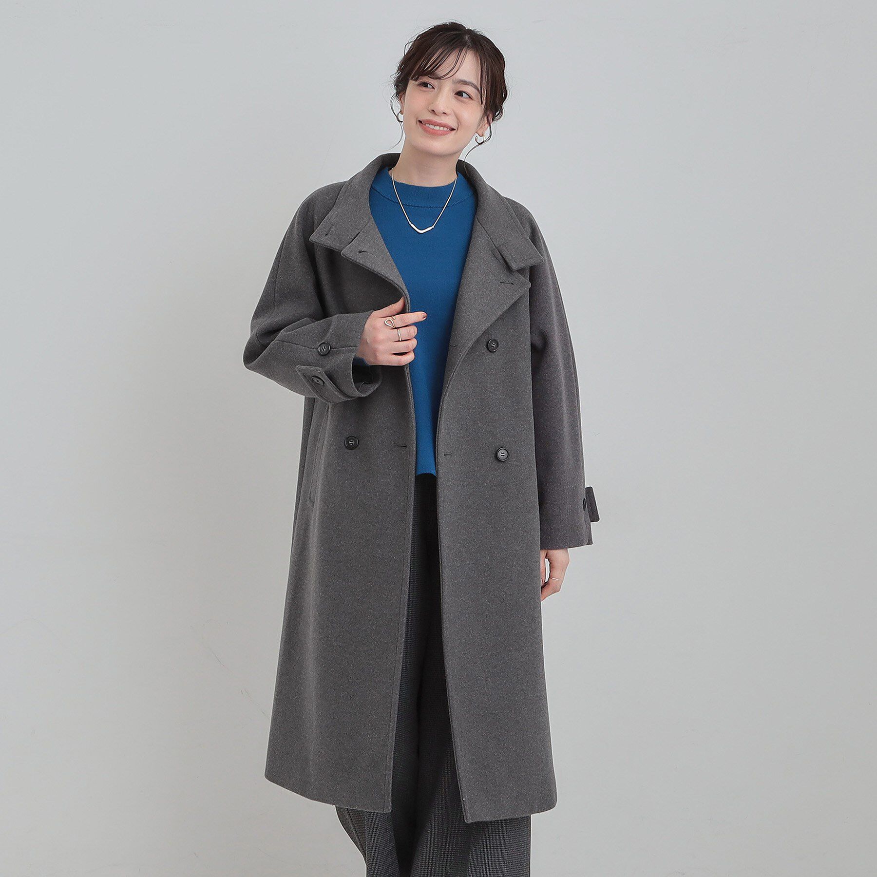 SHOO･LA･RUE「【S-LL】大人のきれいめスタイルに ウール調スタンドロングコート」|その他|