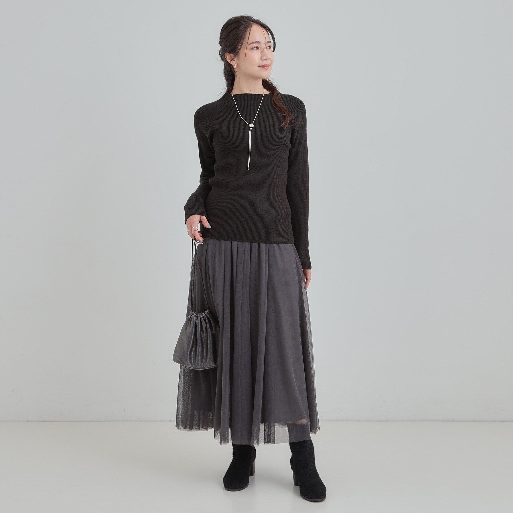 SHOO･LA･RUE「【絶妙なゆるピタ/洗濯機可】ちくちくしにくい リブハイネックやわらかニット」|ニット・セーター|