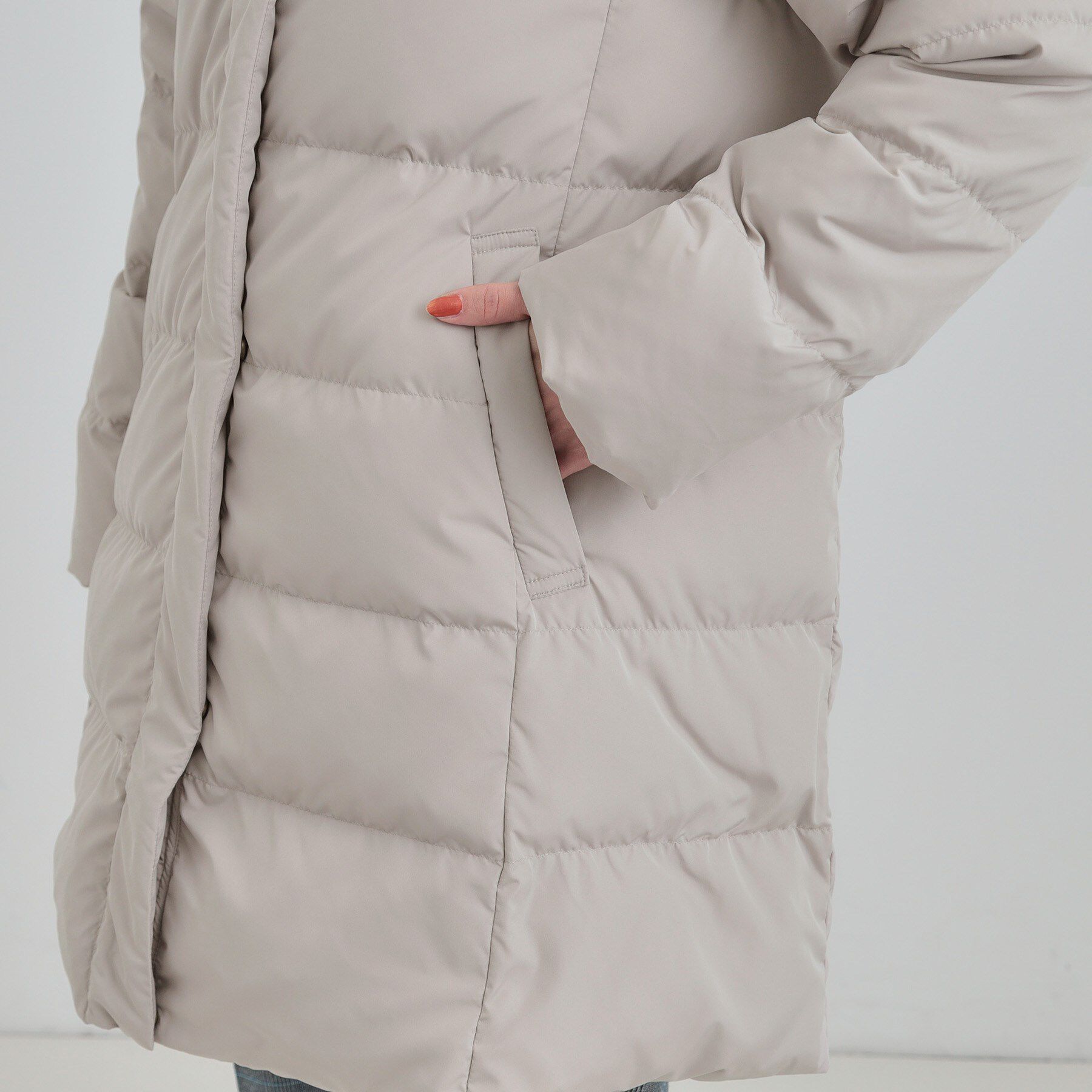 SHOO･LA･RUE「【洗濯機可/撥水】フェイクファーフード ロングダウン」|ダウン|