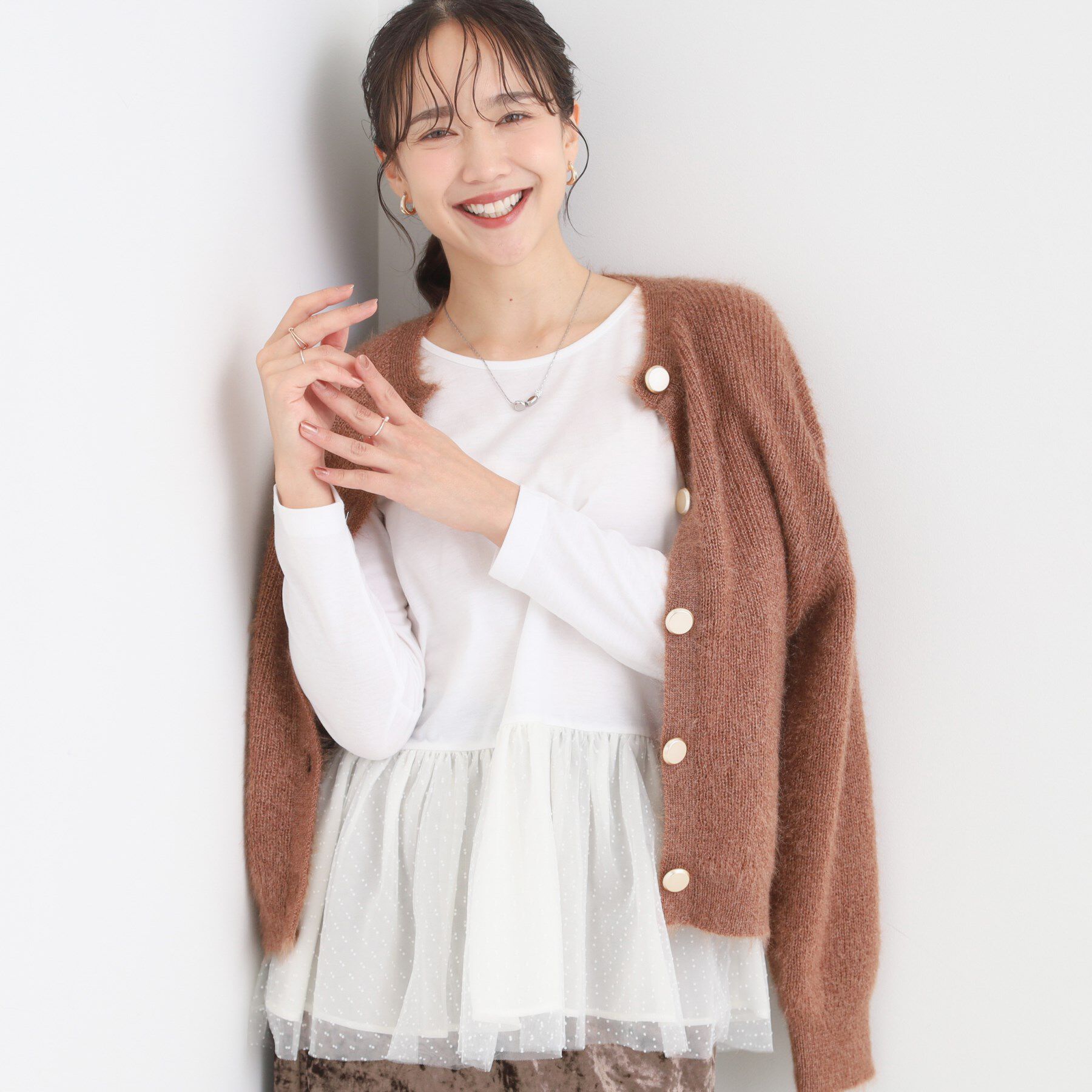 SHOO･LA･RUE「裾フリルレイヤードトップス」|Tシャツ・カットソー|オフホワイト(603