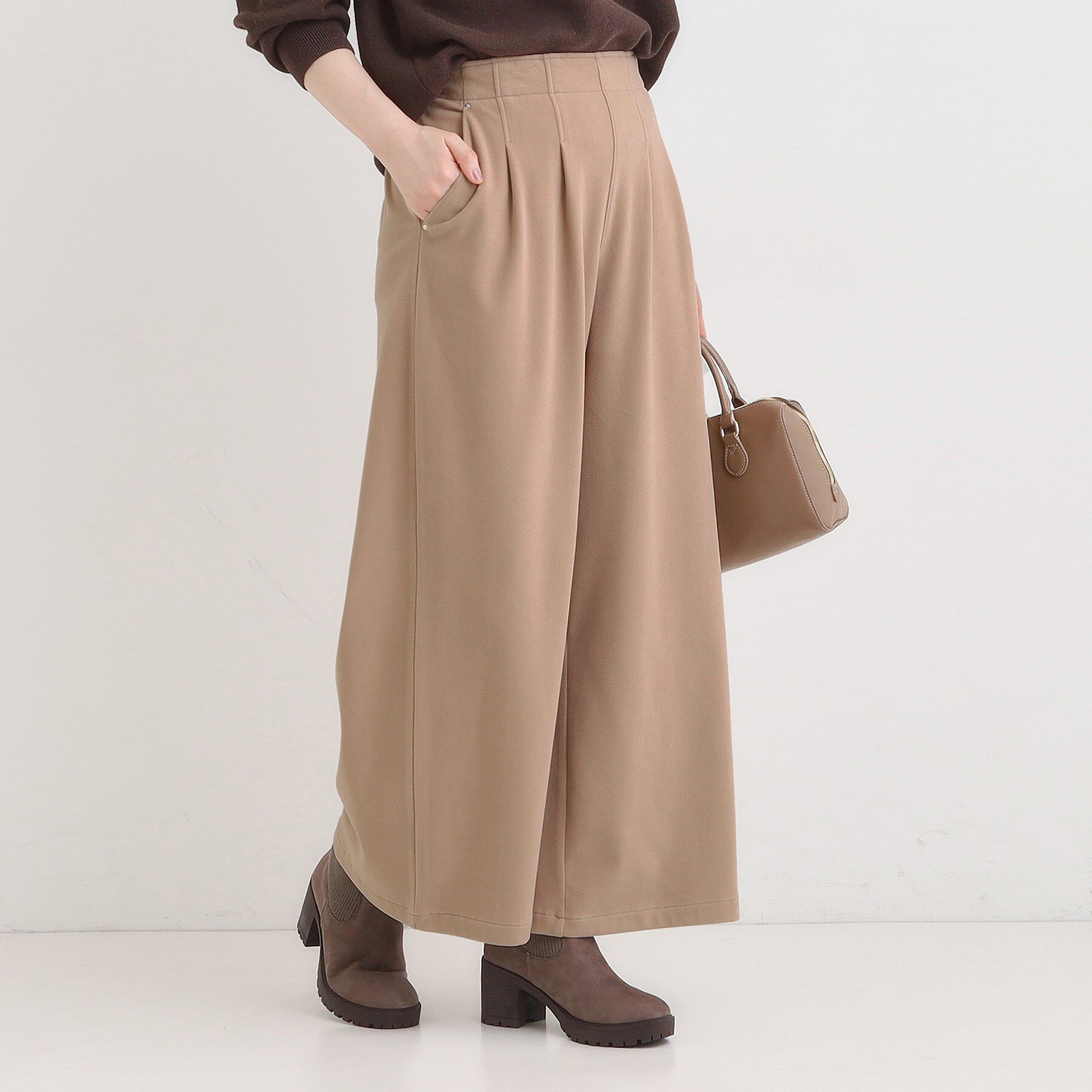 SHOO･LA･RUE「【着丈選べる/きっと虜になる】あったかもちもち ワイドパンツ」|その他|モカブラウン(042