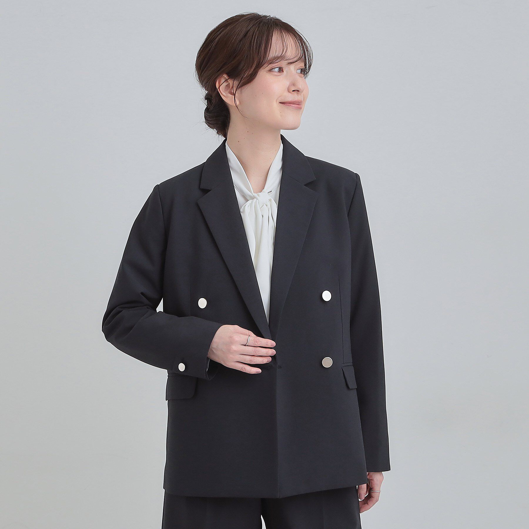 SHOO･LA･RUE「【セットアップ可/S-LL/洗濯機可】マニッシュに決まる ダブルブレストジャケット」|テーラードジャケット|