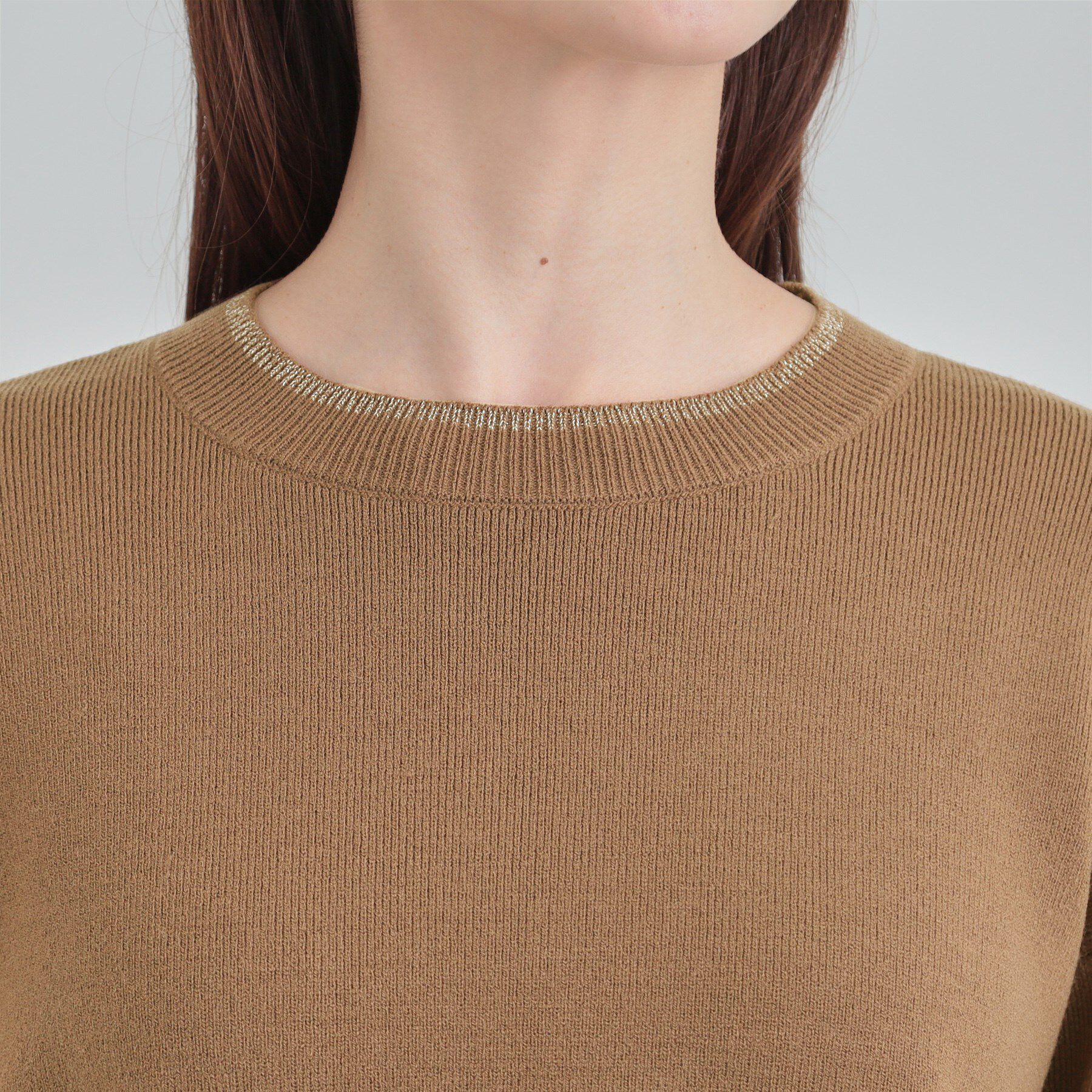 SHOO･LA･RUE「【洗濯機可/セットアップ可】さりげないラメ使いで差をつける クルーネックニット」|ニット・セーター|