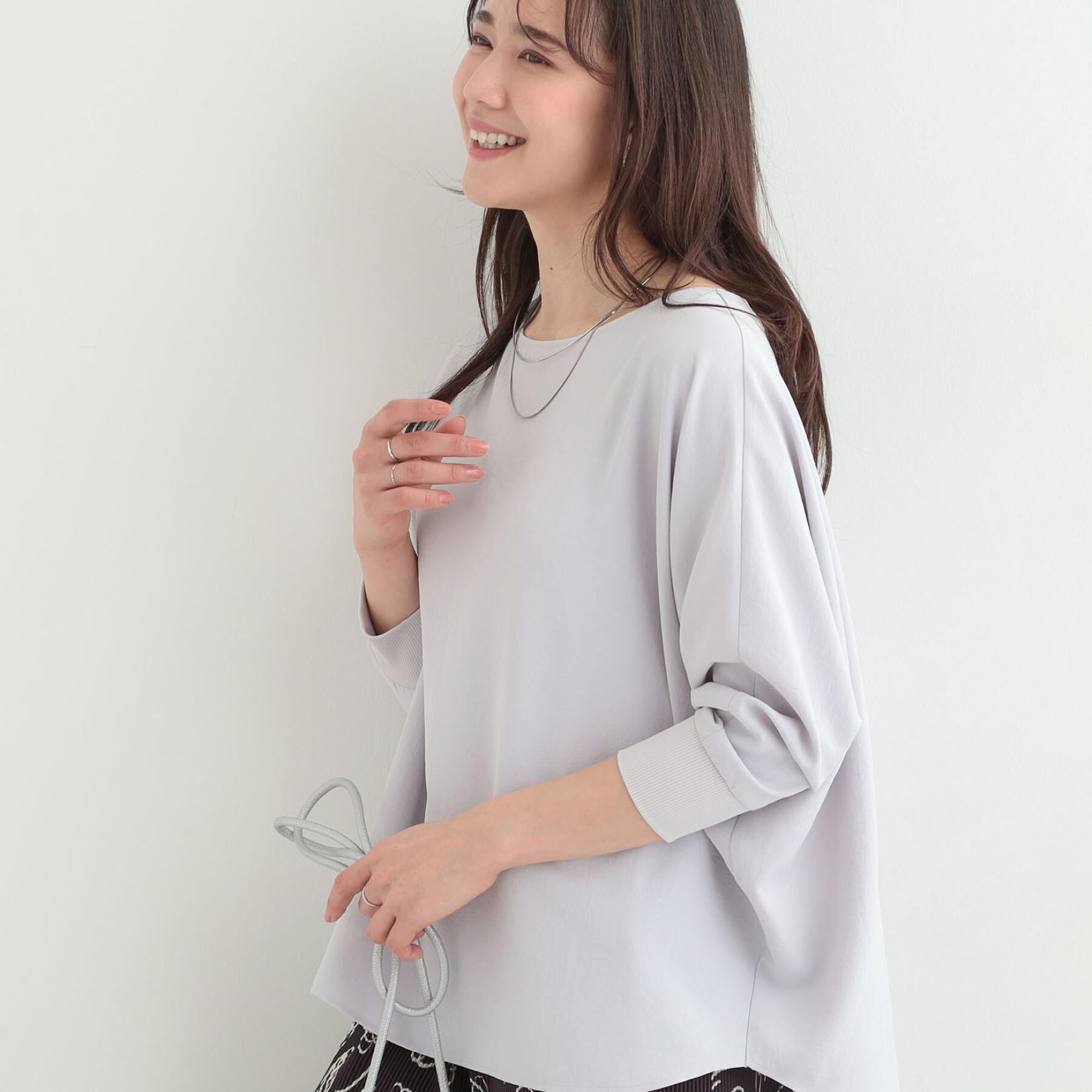 SHOO･LA･RUE「【着丈選べる/体型カバー/洗濯機可】さらさらとろん ドルマンブラウス」|シャツ・ブラウス|グレーロング(812