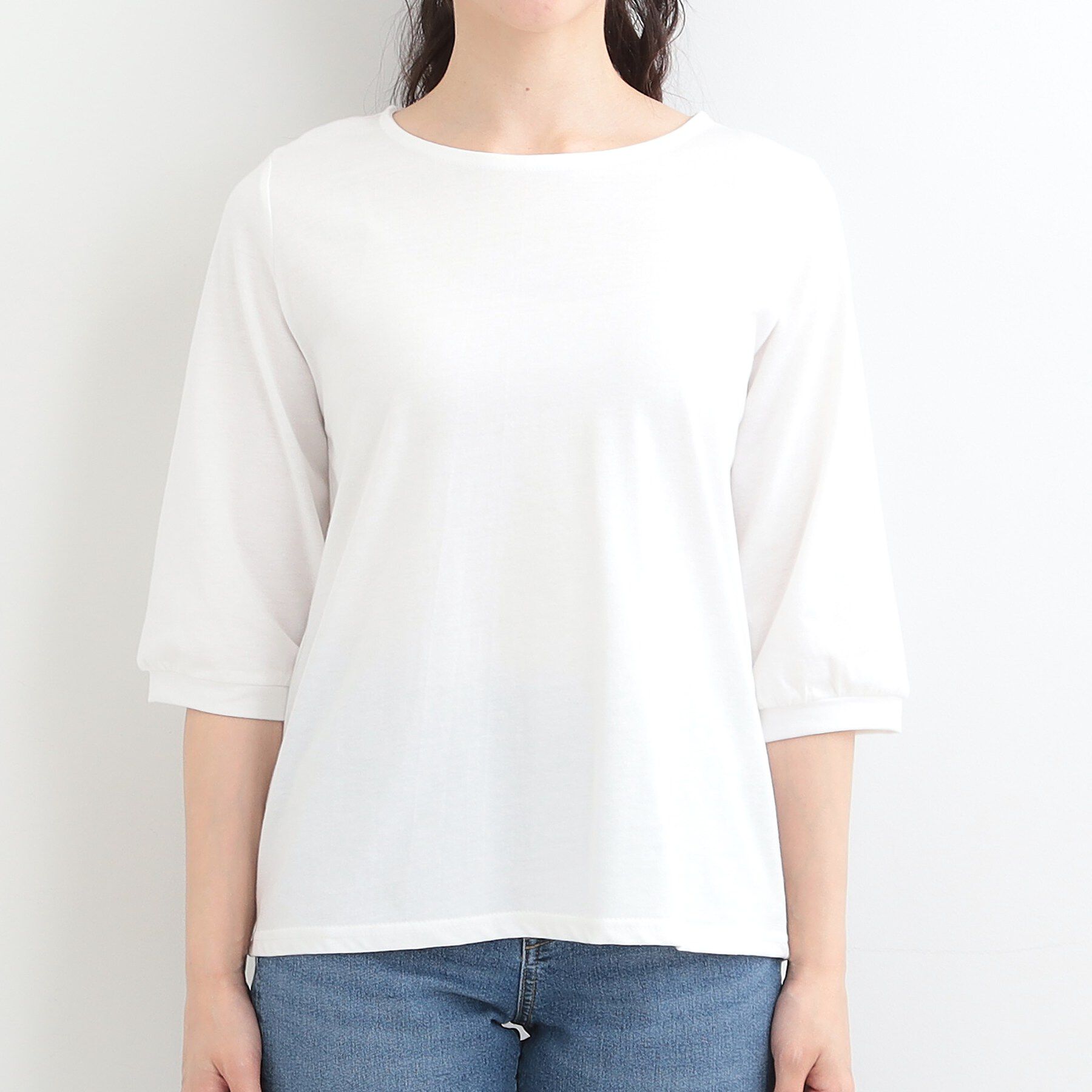 SHOO･LA･RUE「【2点セット/洗濯機可/S-LL】ジレにもなるジャンスカ+5分袖Tシャツ」|ワンピース|