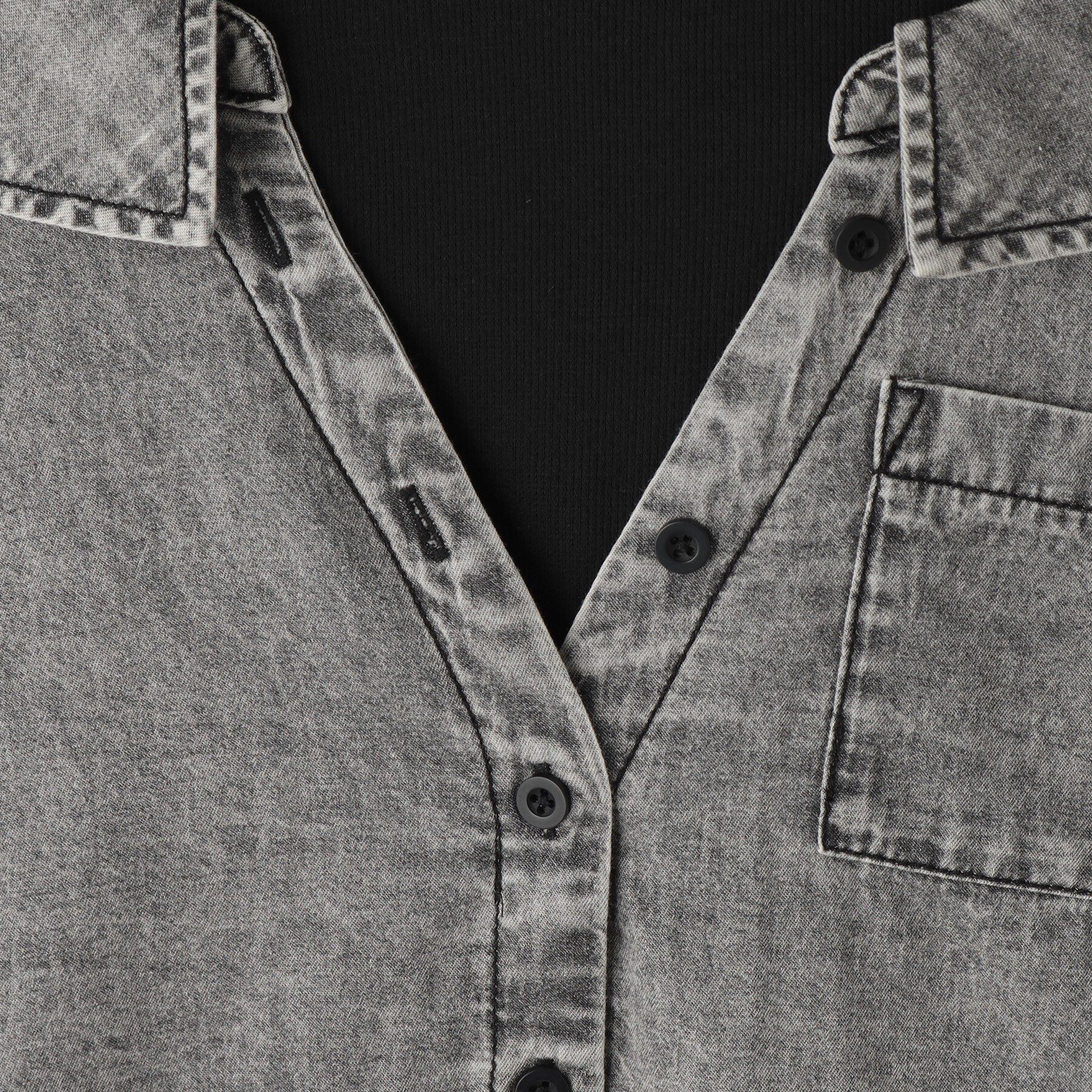 SHOO･LA･RUE「【120-150cm】肩あきデニムドッキングシャツ」|Tシャツ・カットソー|