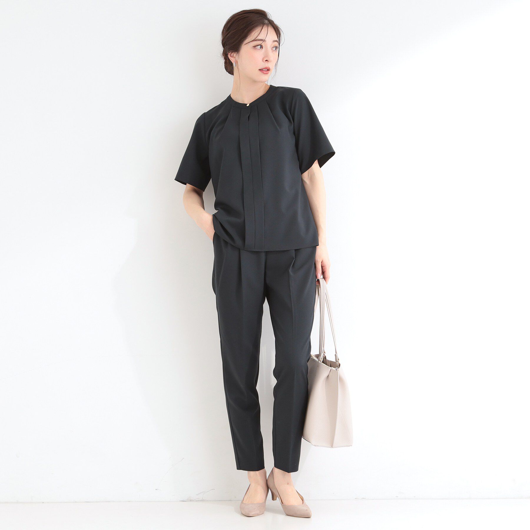 SHOO･LA･RUE「【ひんやり/セットアップ可】洗濯後しわになりにくい　タックテーパードパンツ」|その他|