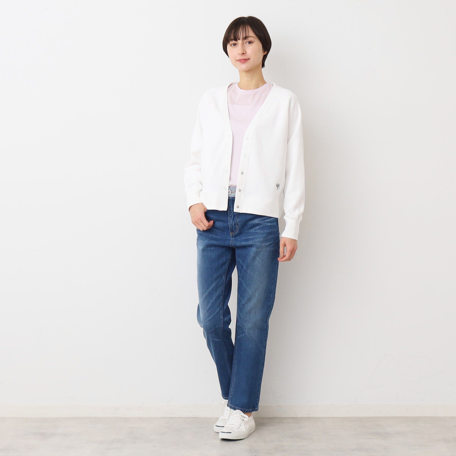 Dessin「【洗える】コットンジャージVネックカーディガン」|カーディガン|