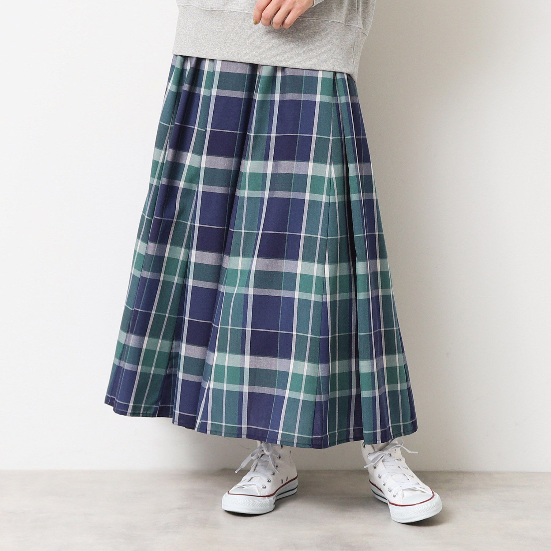 Dessin「【ウエストゴム・洗える】映えチェック柄スカート（XS～L）」|スカート|ブルー(292)
