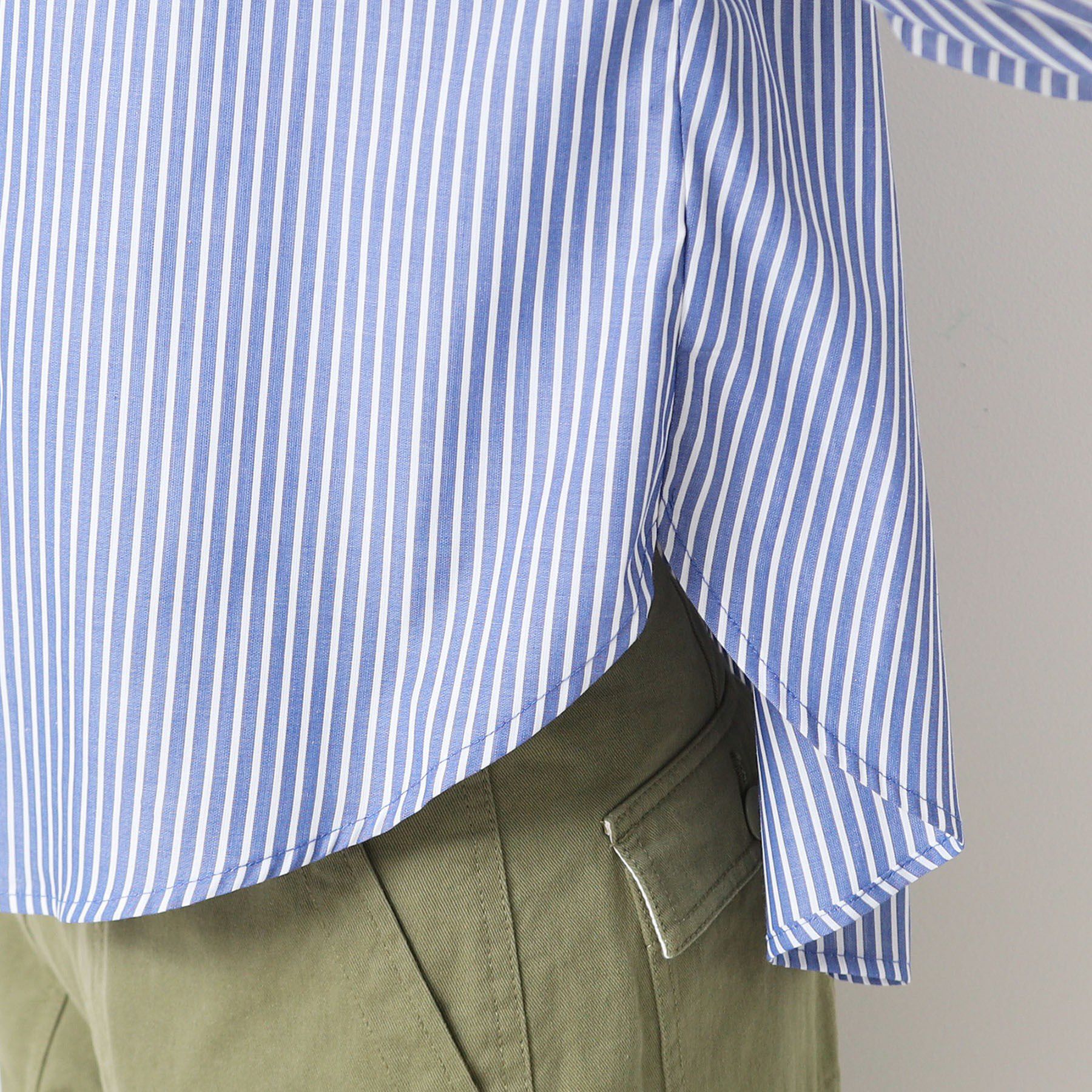 Dessin「【洗える】バンドカラーストライプシャツ（XS～L）」|シャツ・ブラウス|