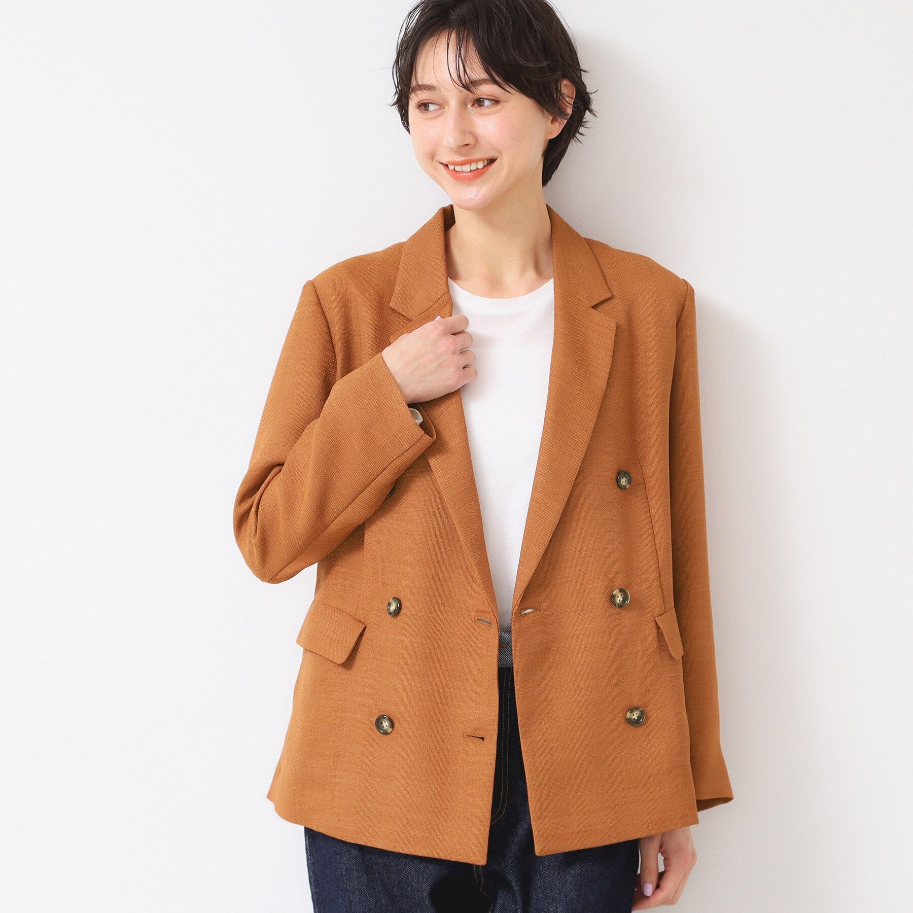 Dessin「【洗える】リネンライクダブルジャケット（S～L）」|テーラードジャケット|