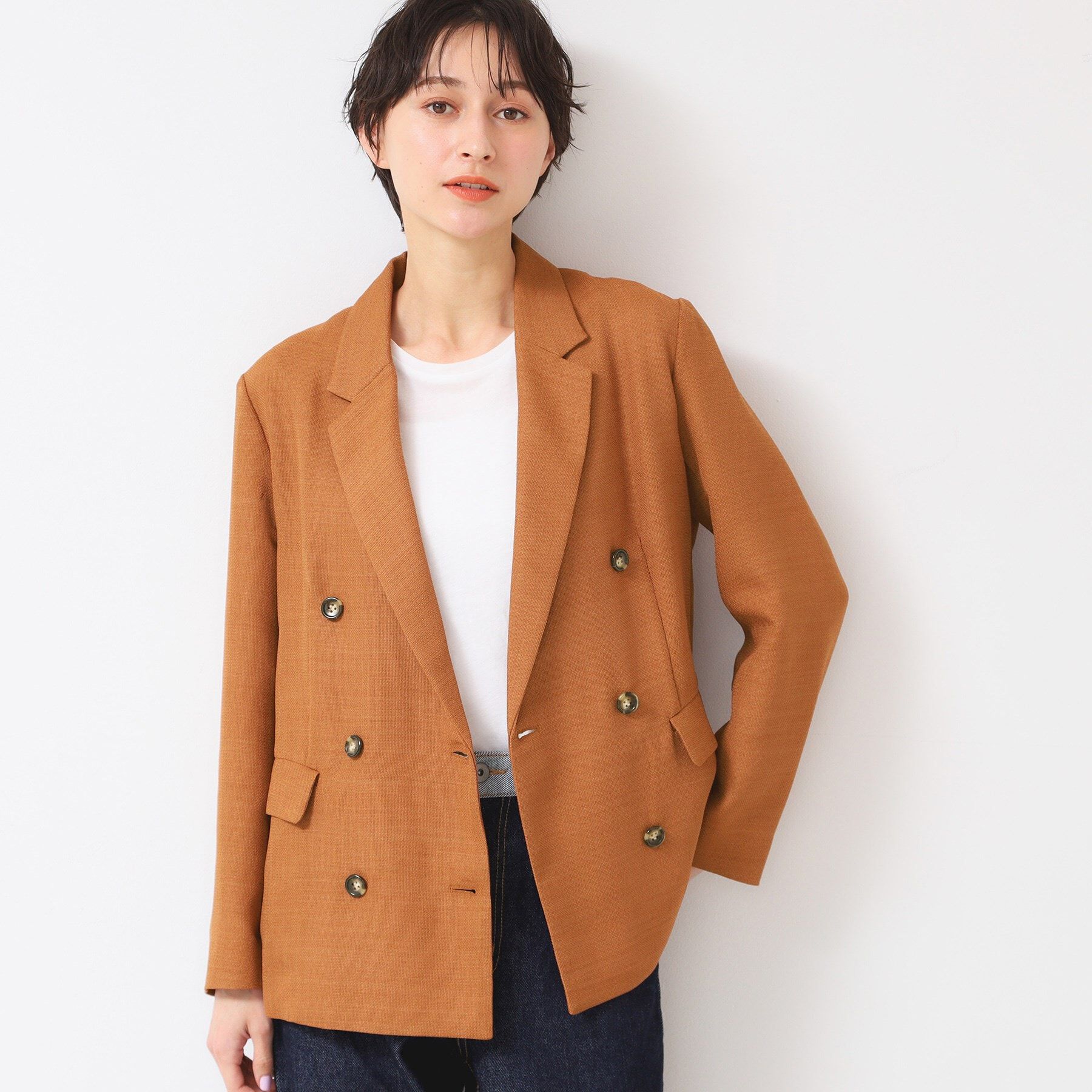 Dessin「【洗える】リネンライクダブルジャケット（S～L）」|テーラードジャケット|