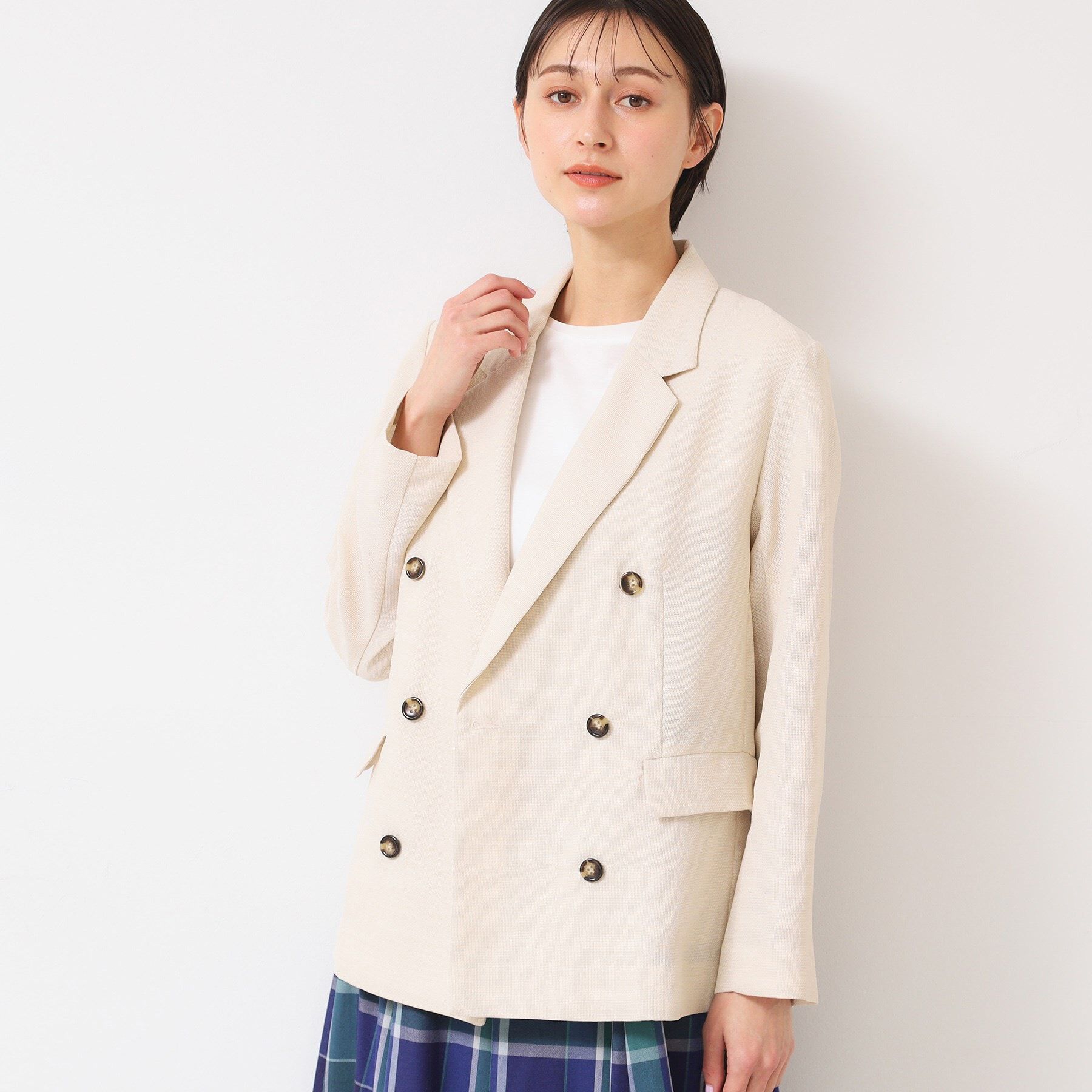 Dessin「【洗える】リネンライクダブルジャケット（S～L）」|テーラードジャケット|