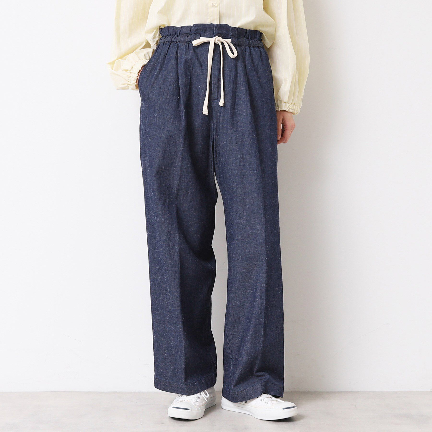 Dessin「【ウエストゴム・洗える】リネンブレンドデニム調イージーパンツ（XS～L）」|その他|