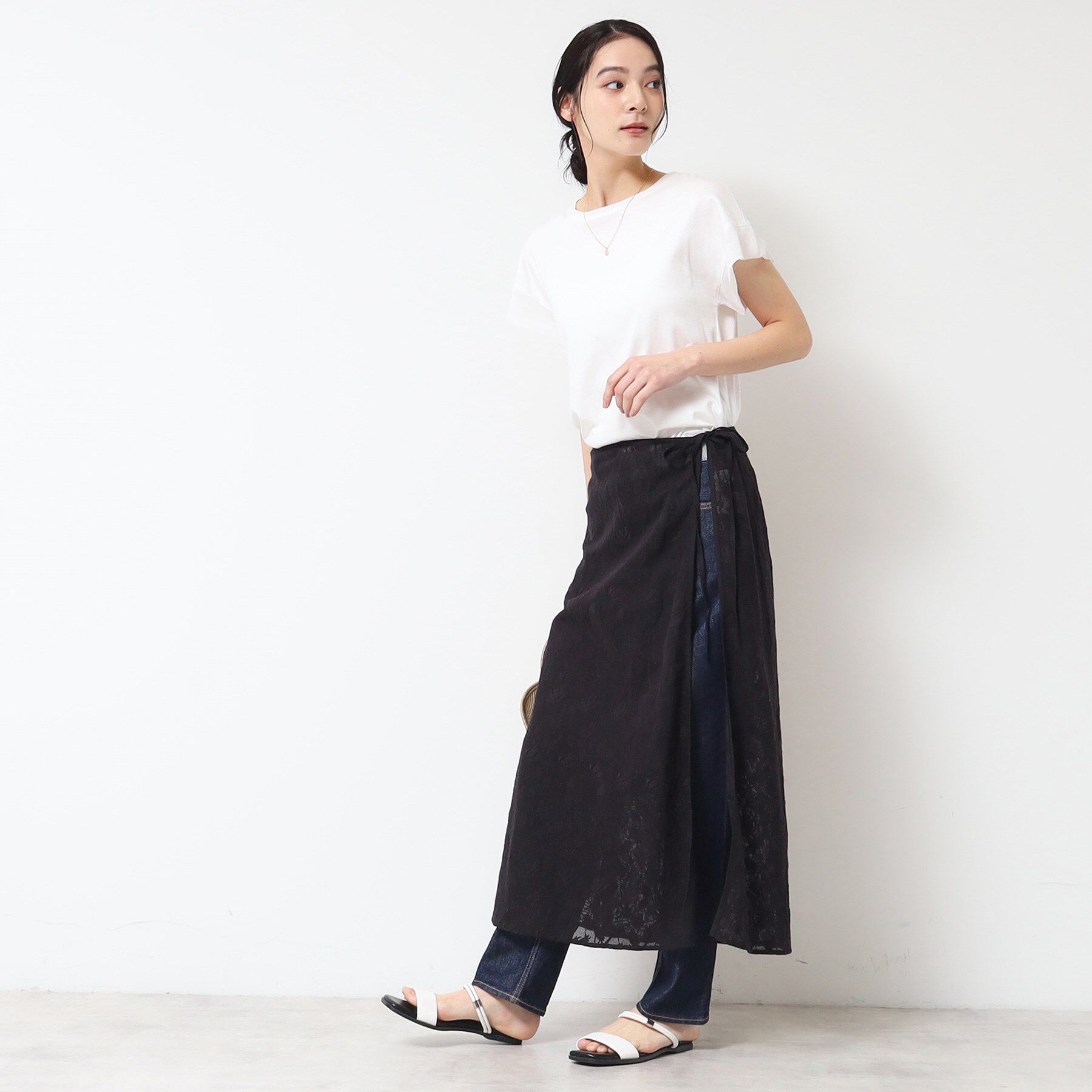 Dessin「【洗える】刺繍柄インドレース巻きスカート」|スカート|