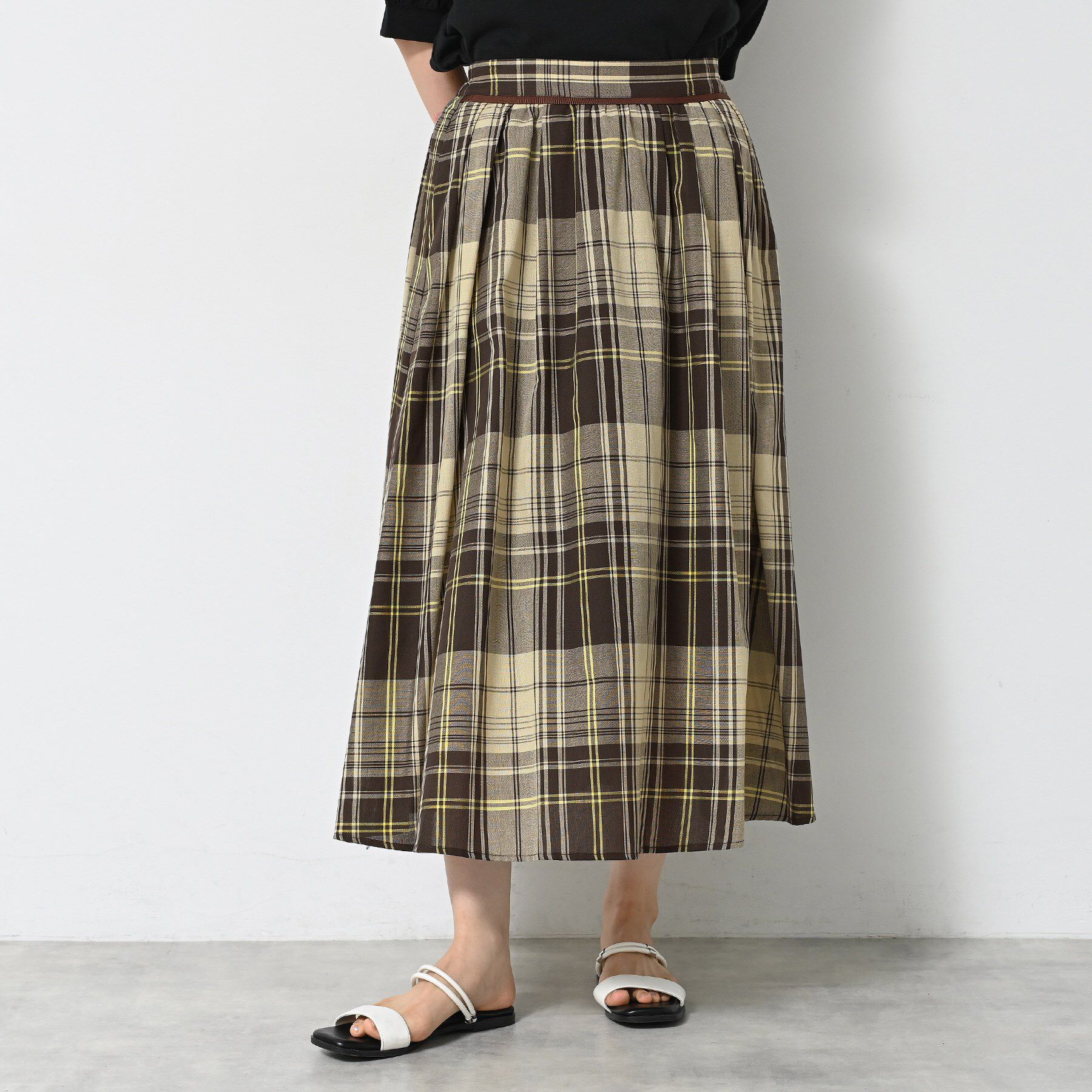 Dessin「【洗える】映えチェック柄ギャザースカート」|スカート|